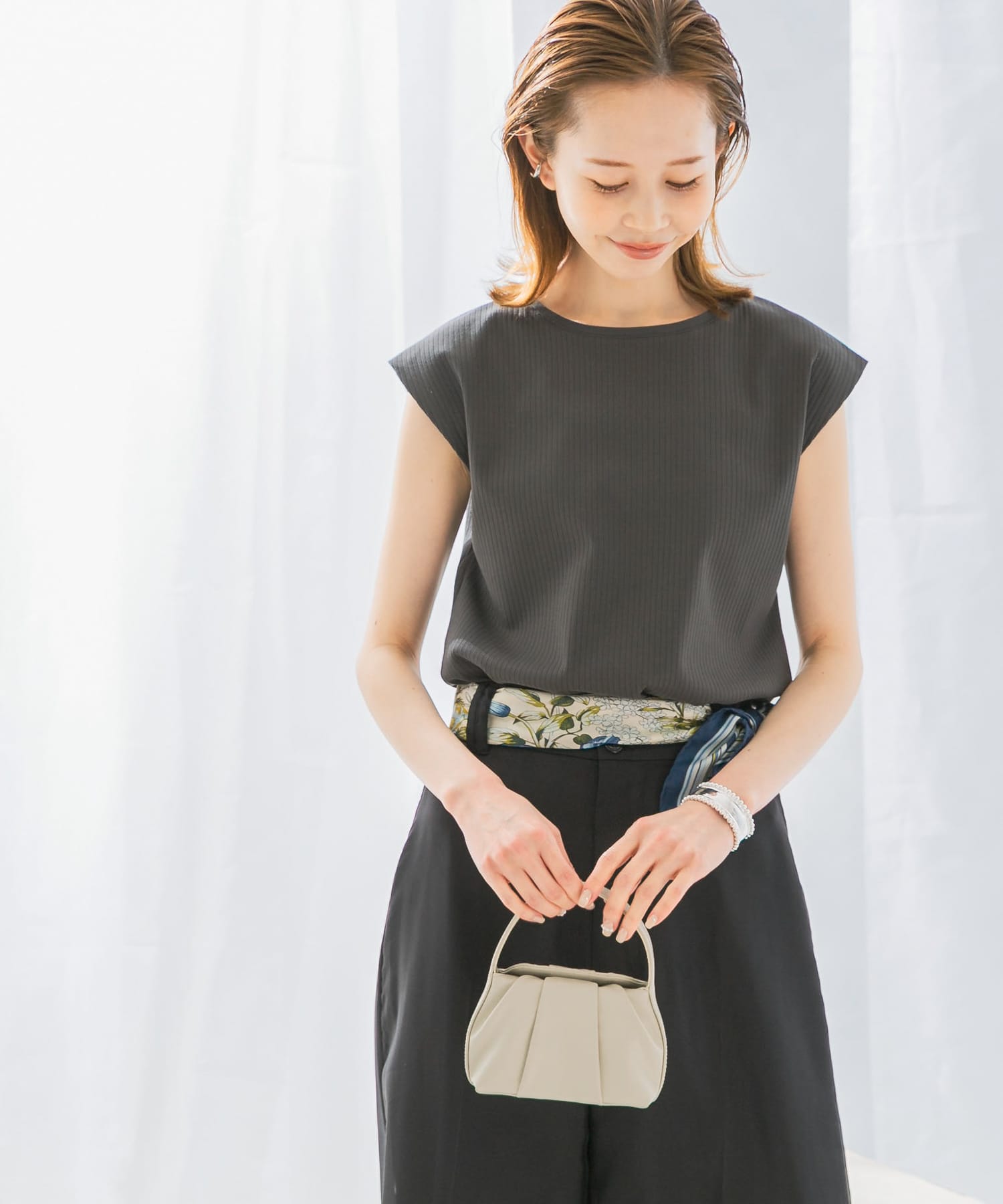 汗染防止フレンチリブTシャツ