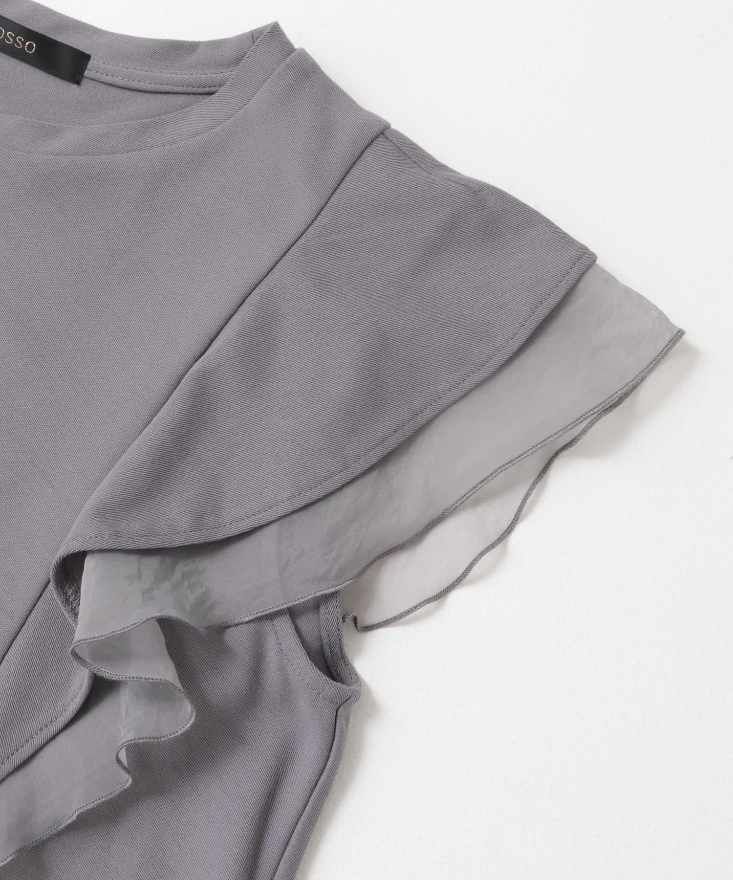 シアードッキングフリルスリーブTシャツ GRAY FREE