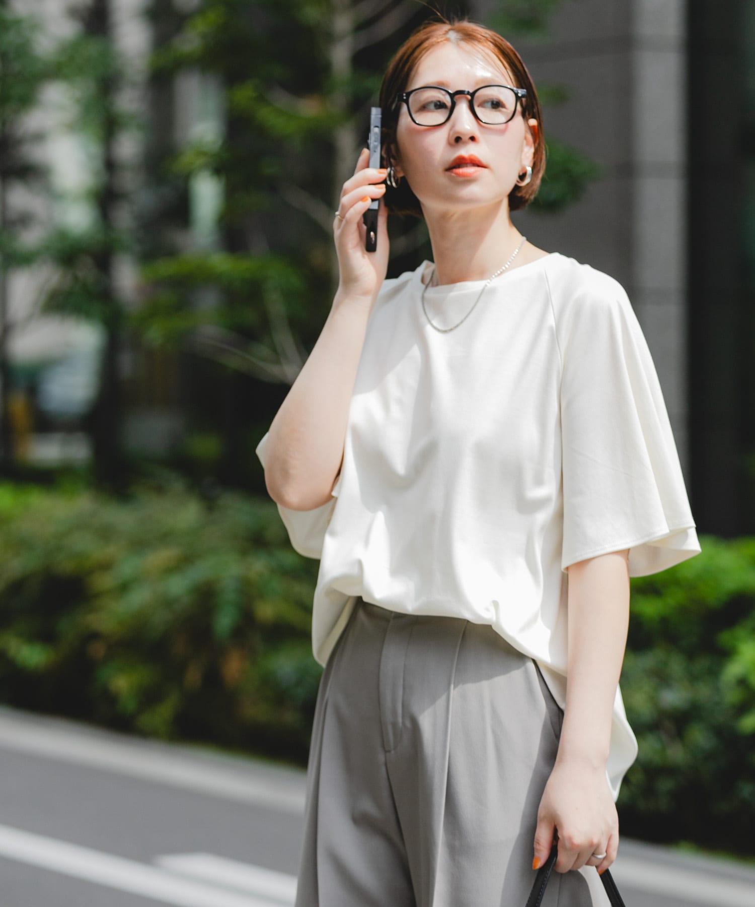 リンネル8月号掲載『UR TECH』Fby ROSSO　UVCUTバックテールフレアスリーブTシャツ
