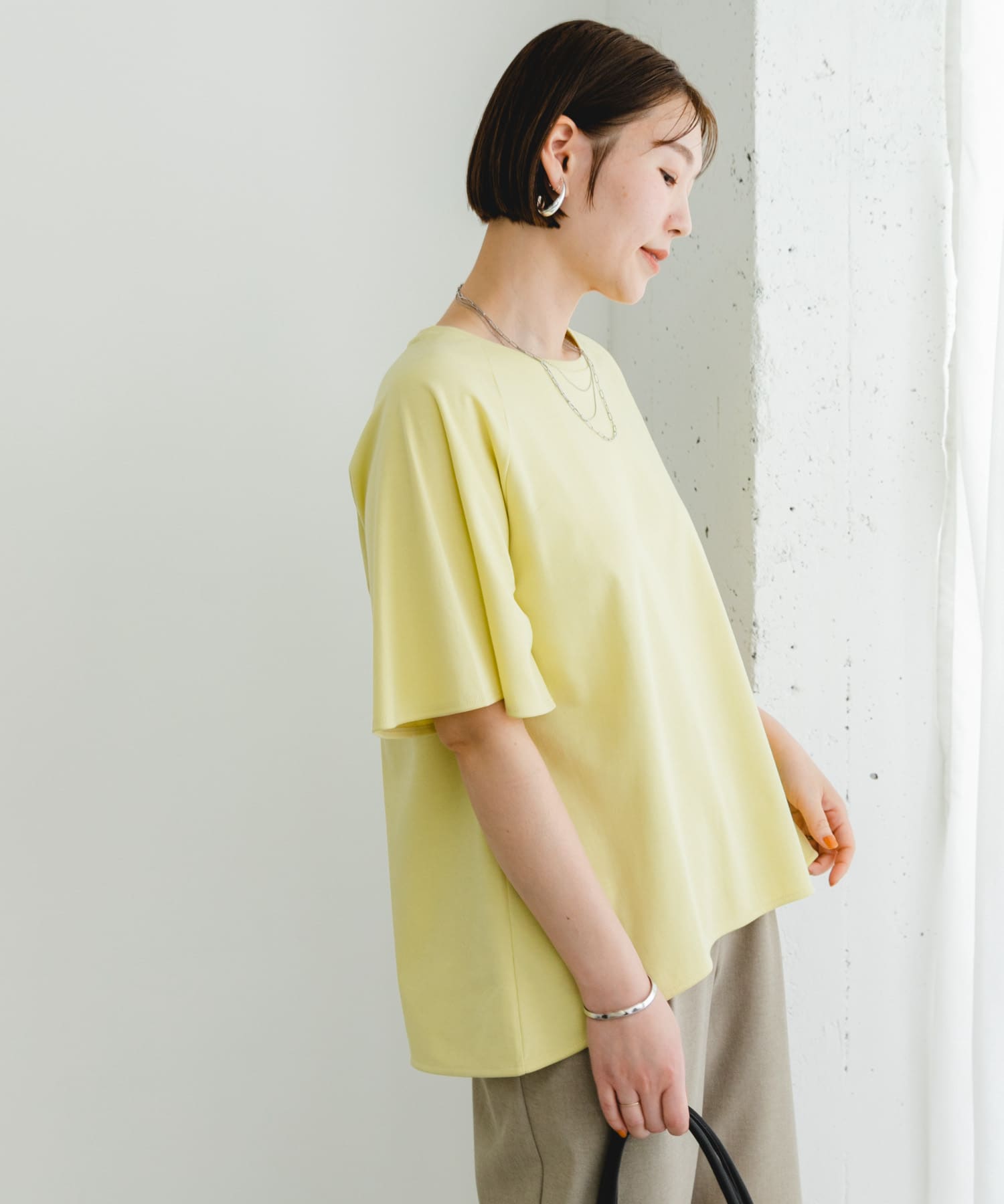 『UR TECH』Fby ROSSO　UVCUTバックテールフレアスリーブTシャツ