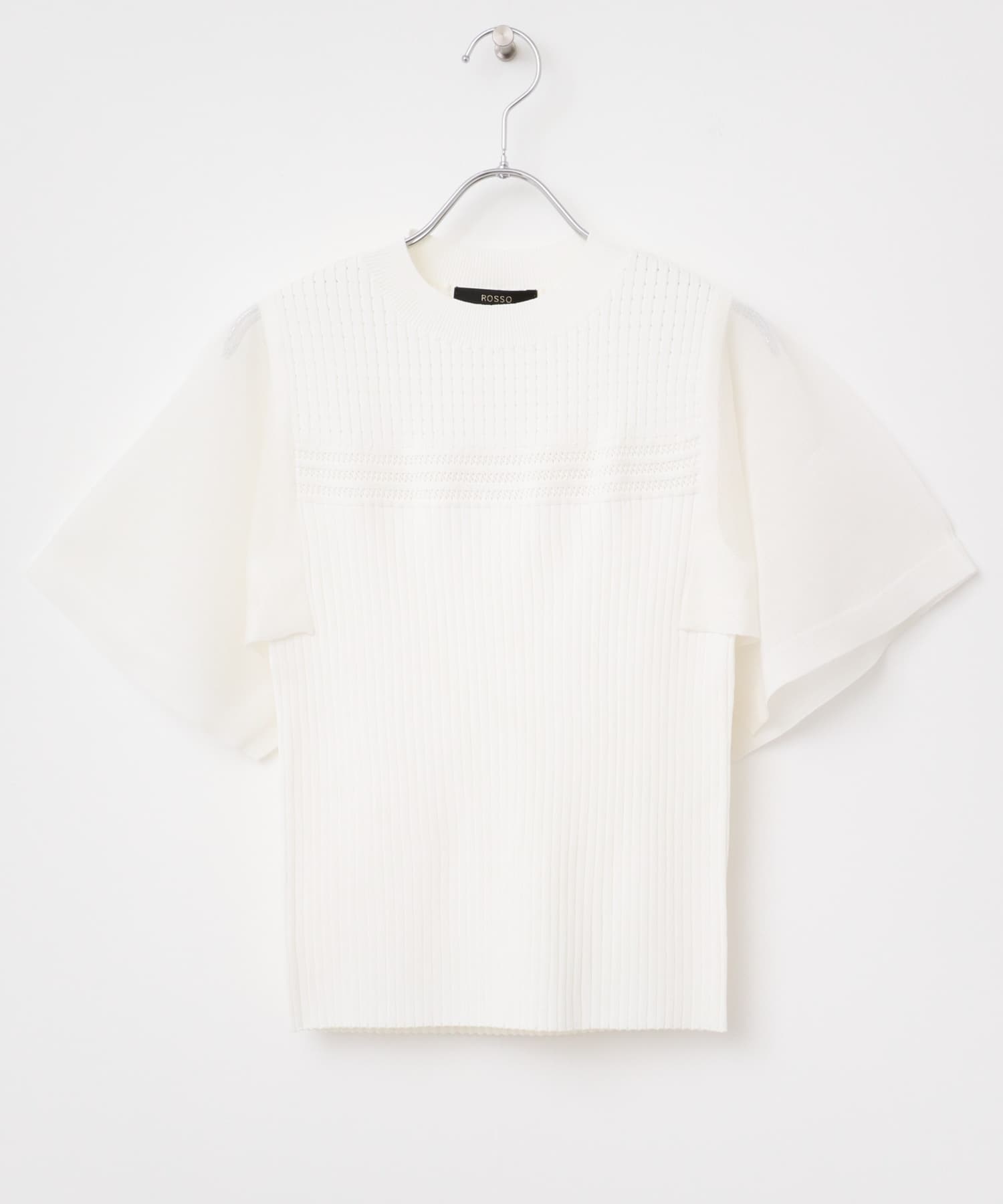 ハンカチスリーブリブニット OFF WHITE FREE