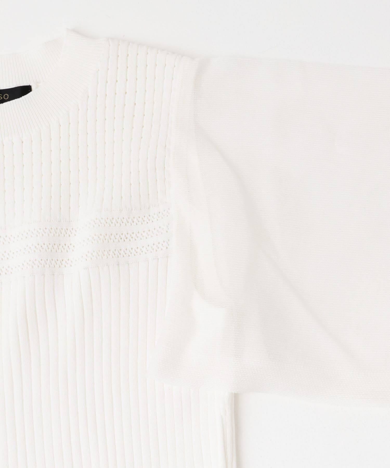 ハンカチスリーブリブニット OFF WHITE FREE