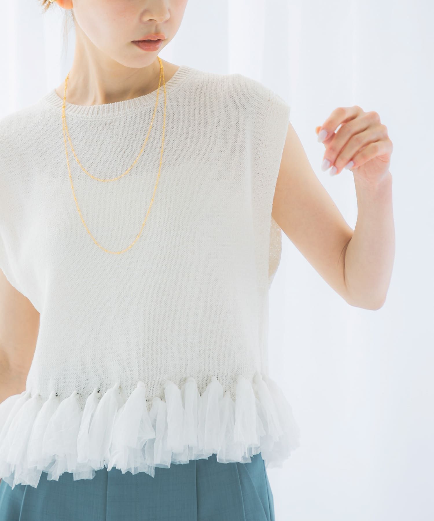 フリンジデザインサマーニット