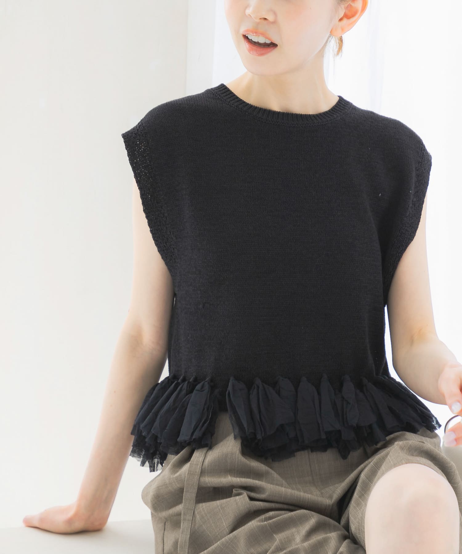 フリンジデザインサマーニット