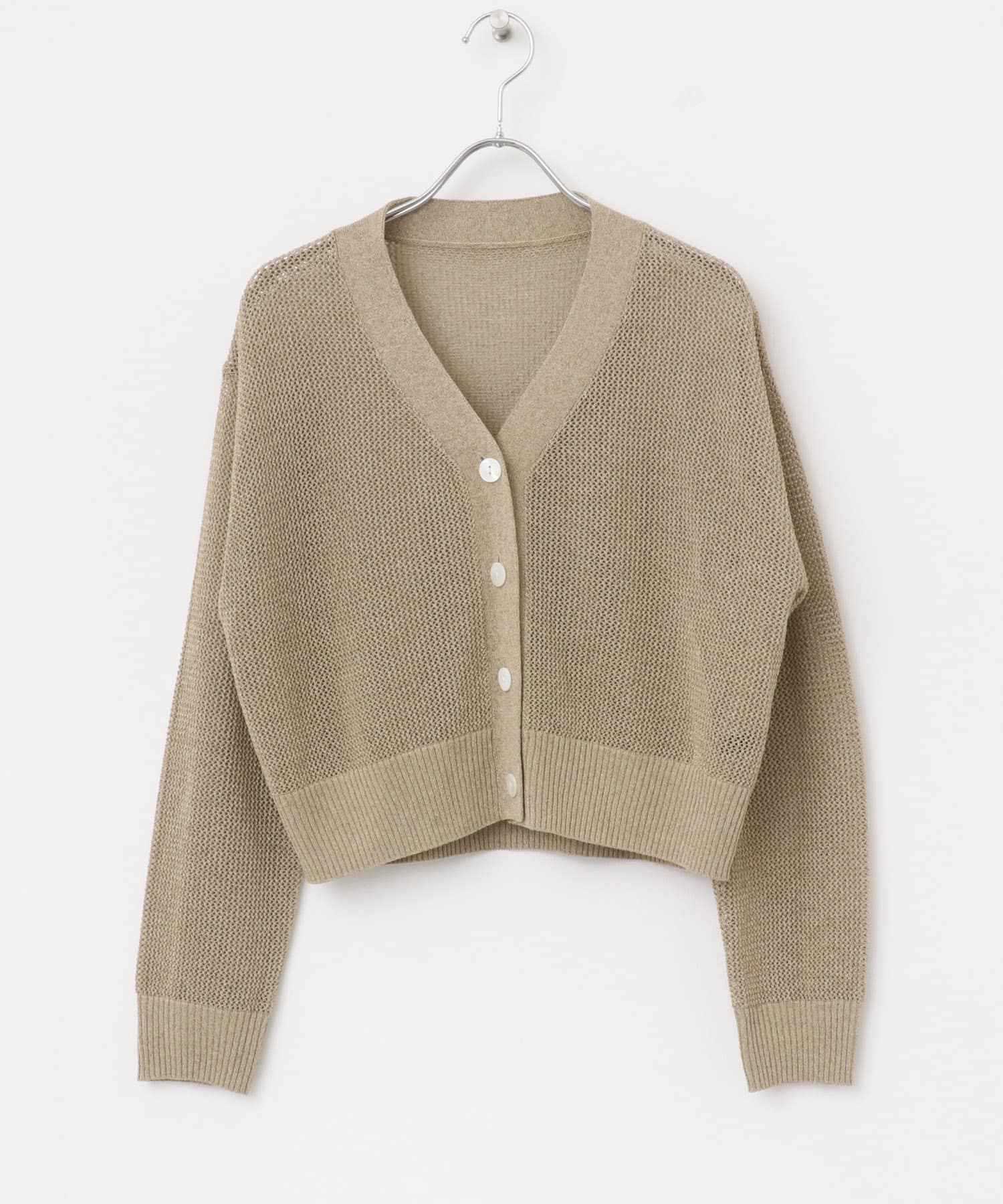 メッシュラメショートカーディガン BEIGE FREE