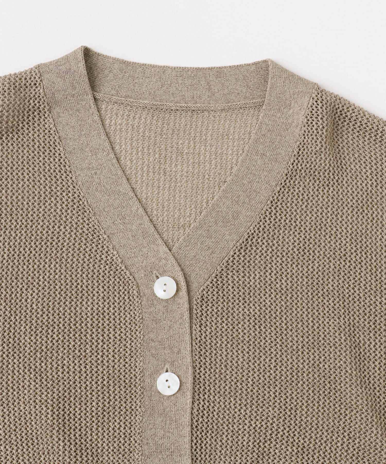 メッシュラメショートカーディガン BEIGE FREE
