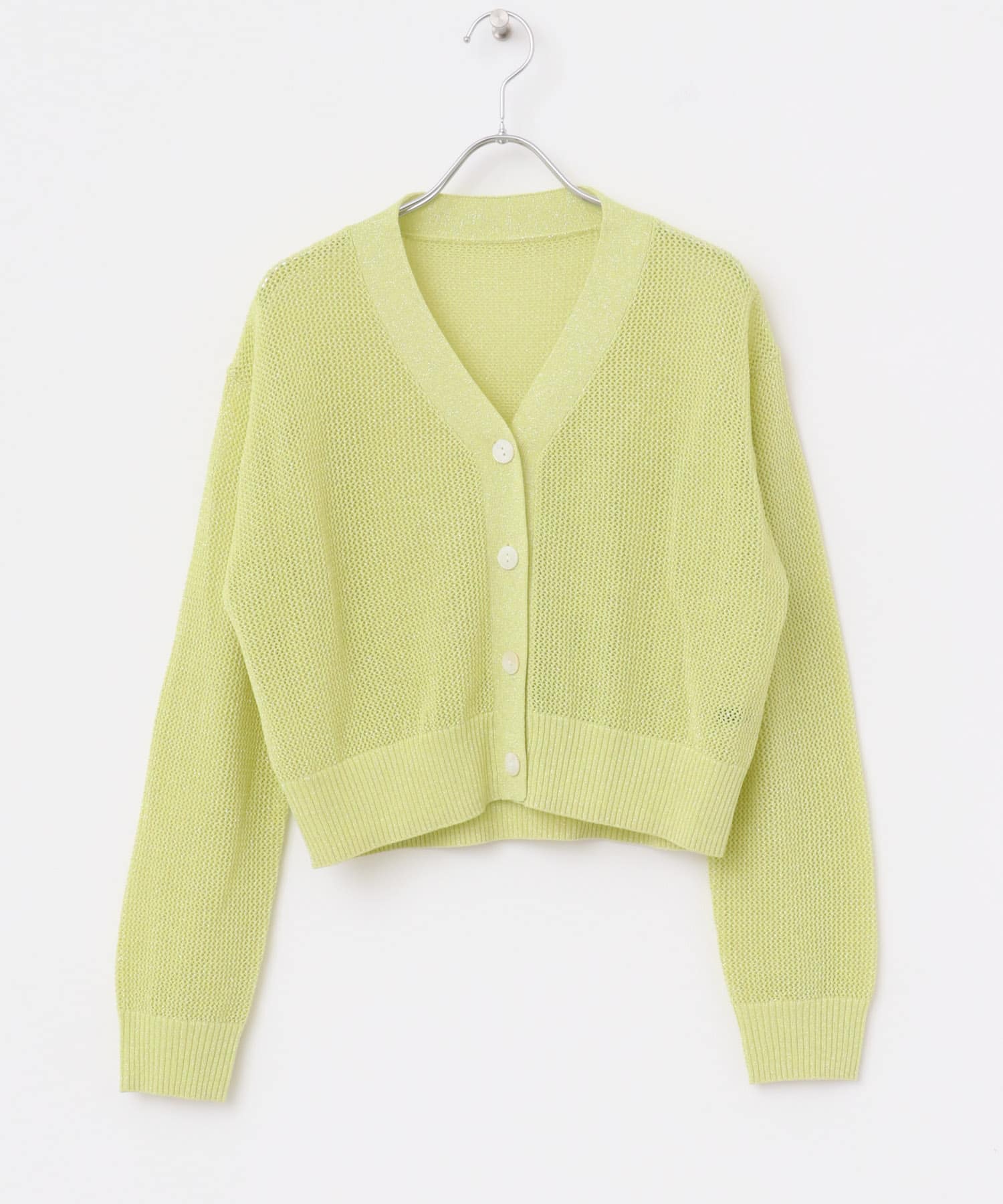 メッシュラメショートカーディガン YELLOW FREE