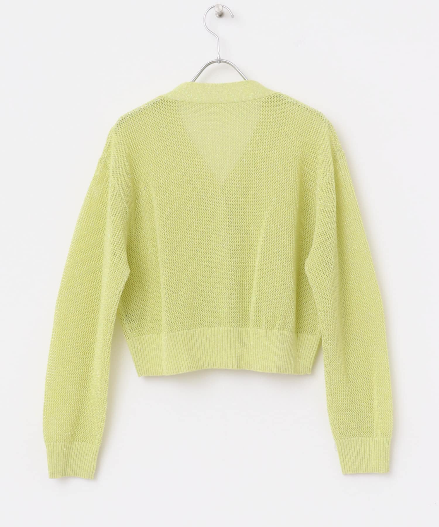 メッシュラメショートカーディガン YELLOW FREE