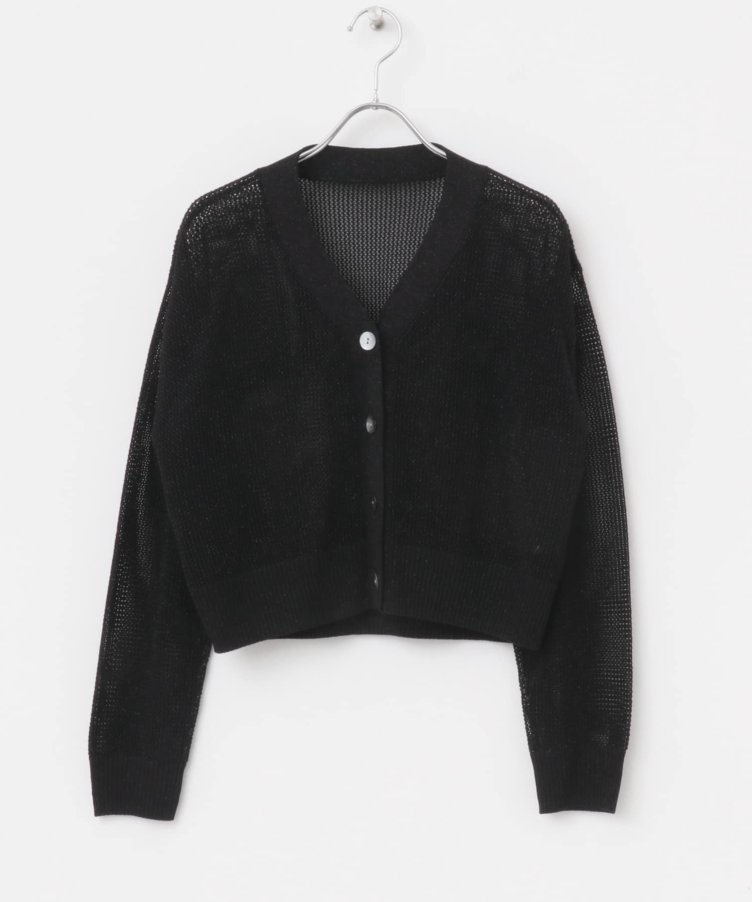 メッシュラメショートカーディガン BLACK FREE