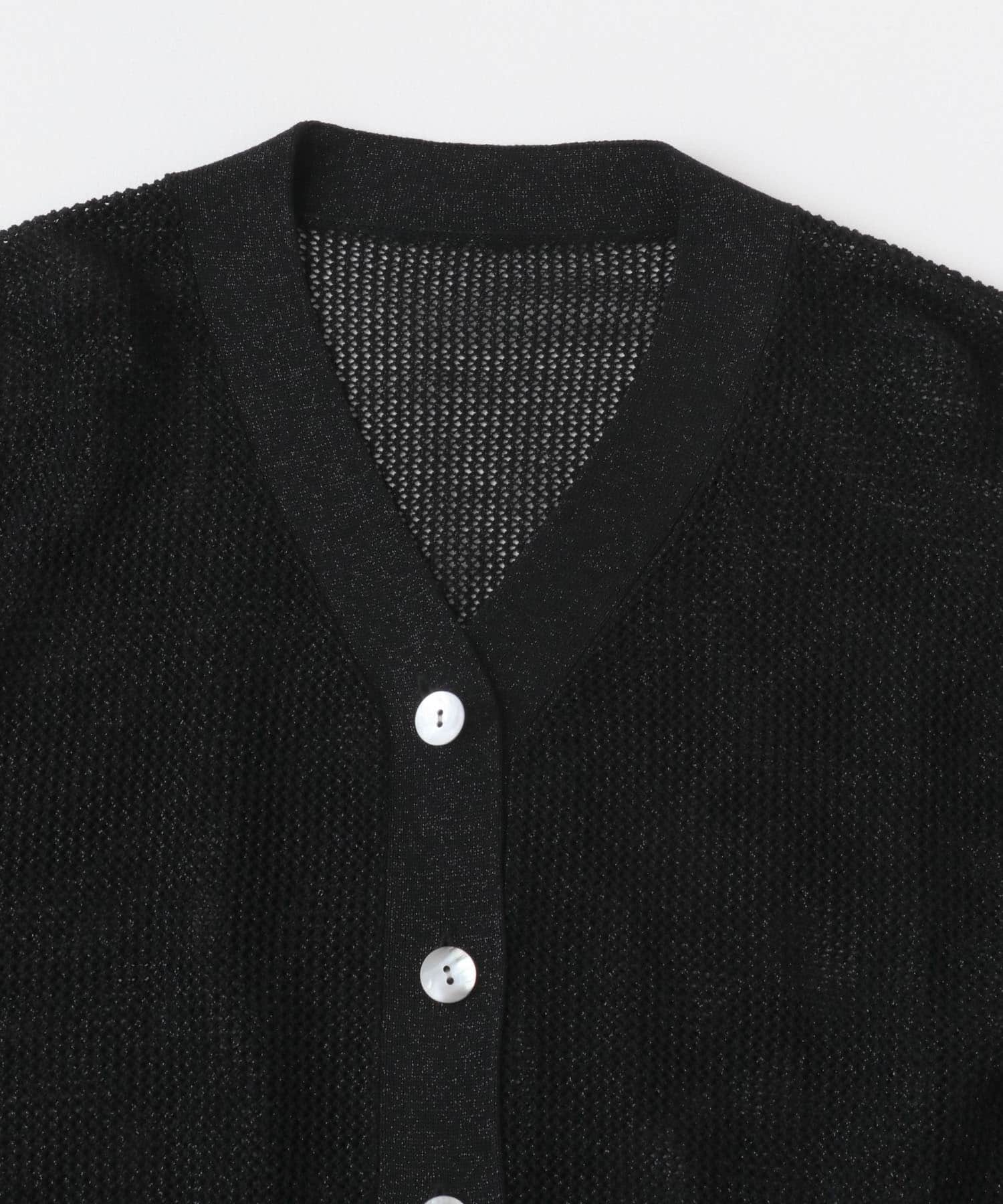 メッシュラメショートカーディガン BLACK FREE