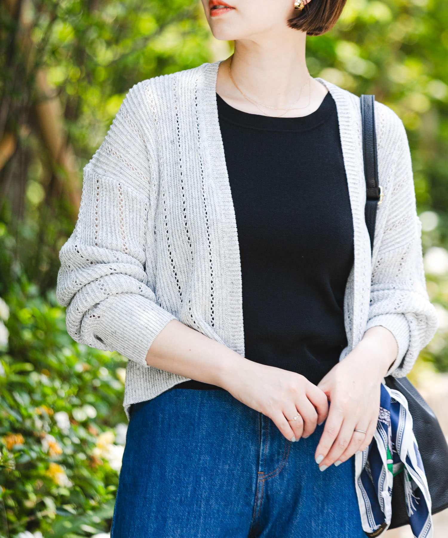 F by ROSSO　透かし編みショートカーディガン