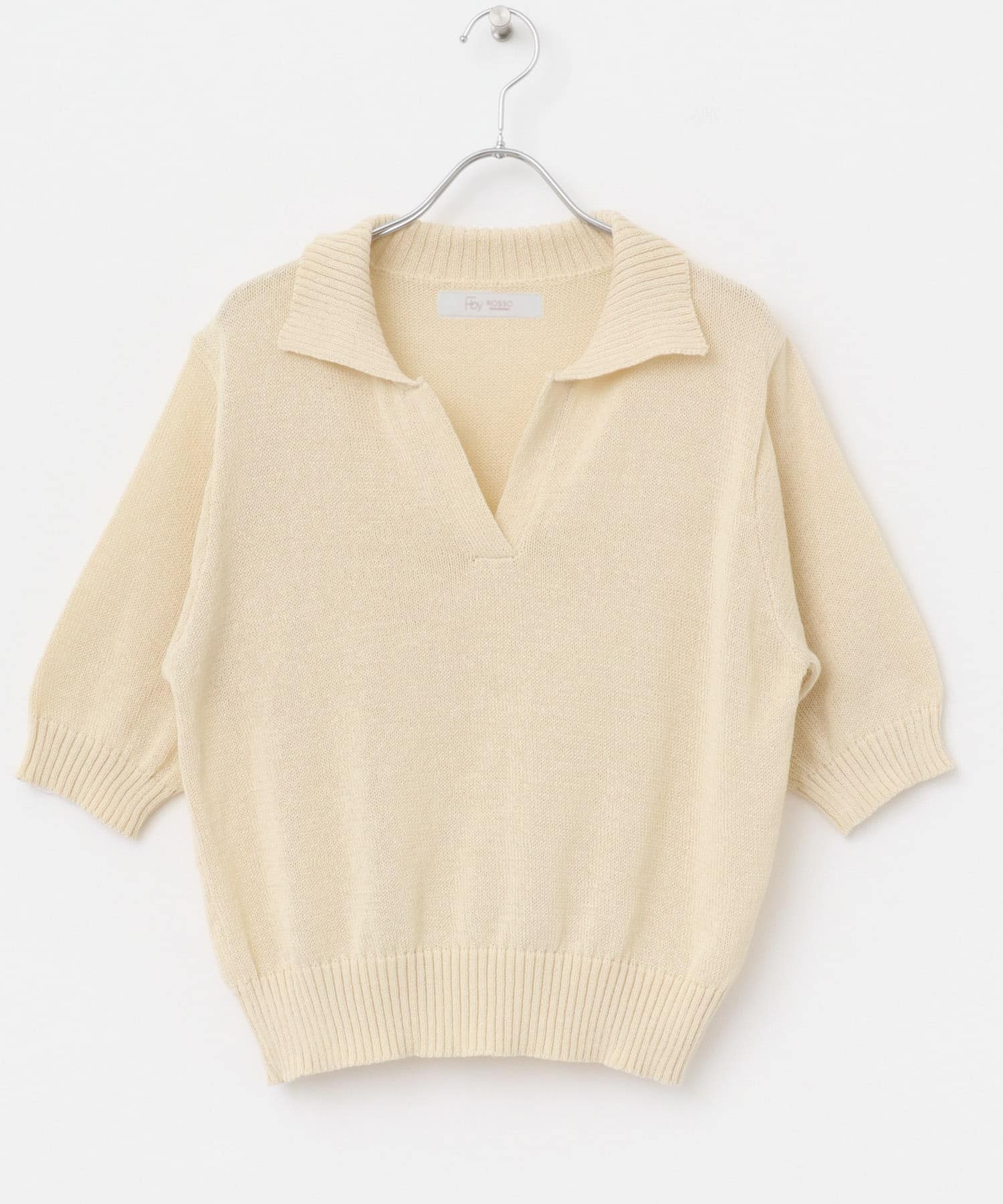 F by ROSSO　オープンカラーサマーニット L/BEIGE FREE