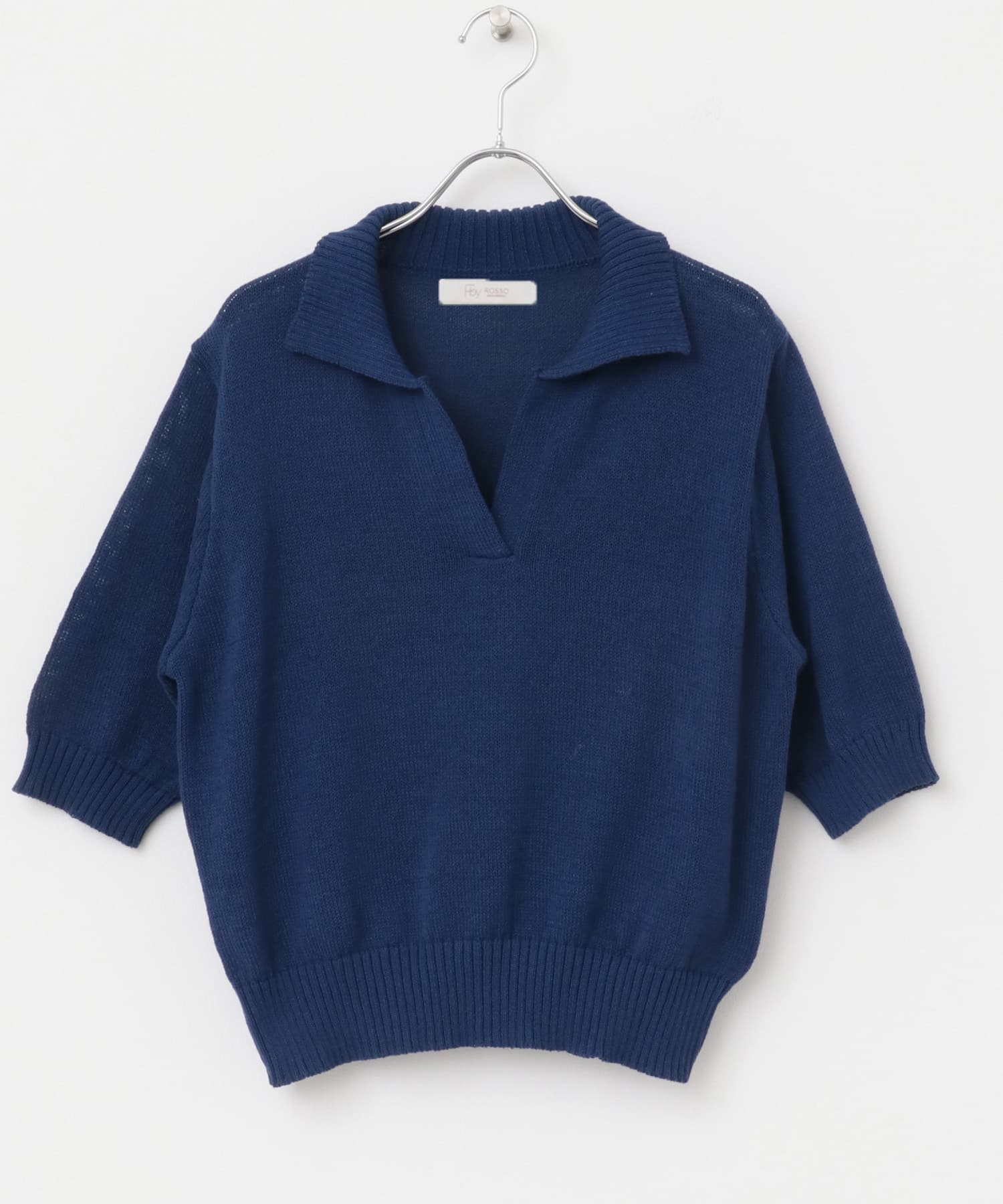 F by ROSSO　オープンカラーサマーニット BLUE FREE
