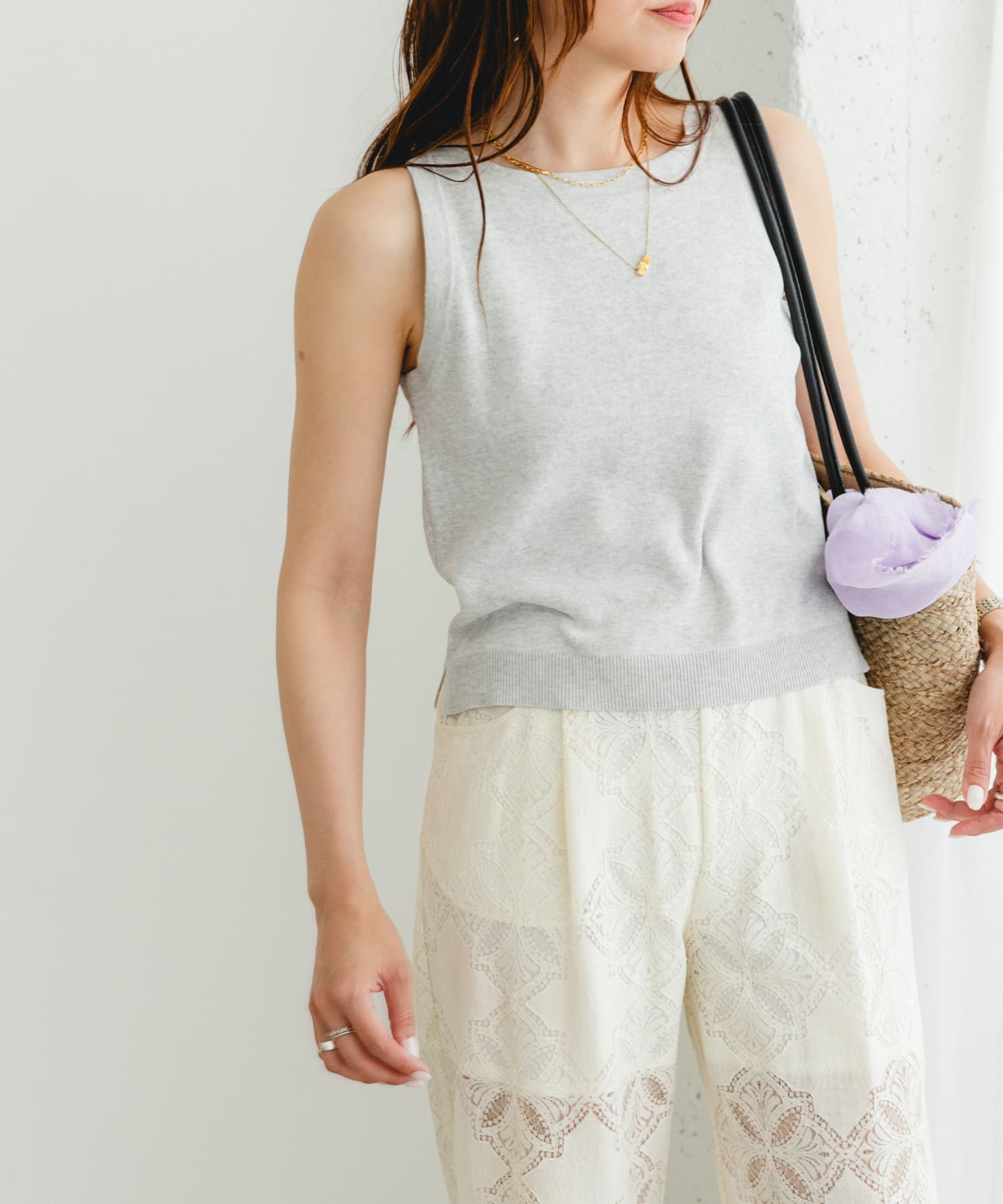 F by ROSSO　ウォッシャブルミラノリブアメスリニット