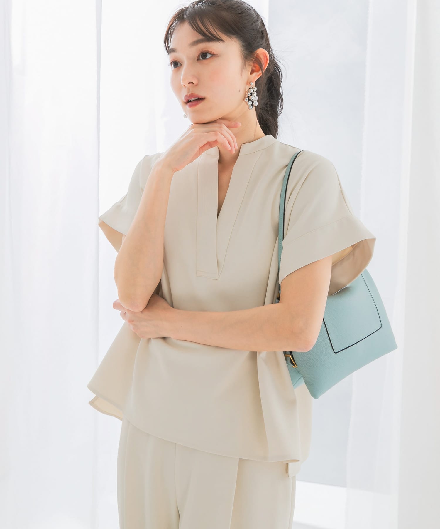 『WEB/一部店舗限定』『撥水』バンドカラープルオーバー