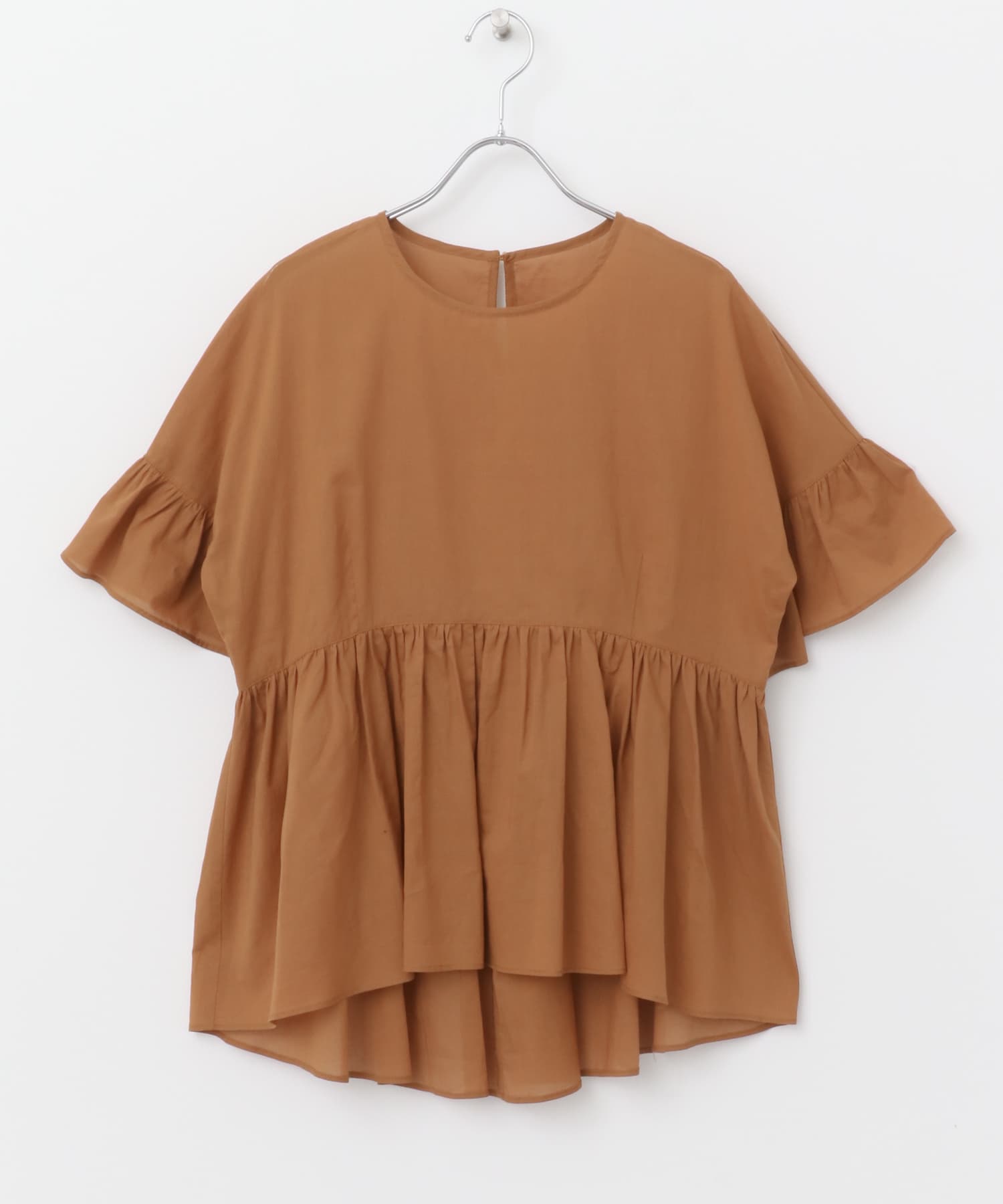 F by ROSSO　コットンボイル切替ギャザーブラウス L/BROWN FREE