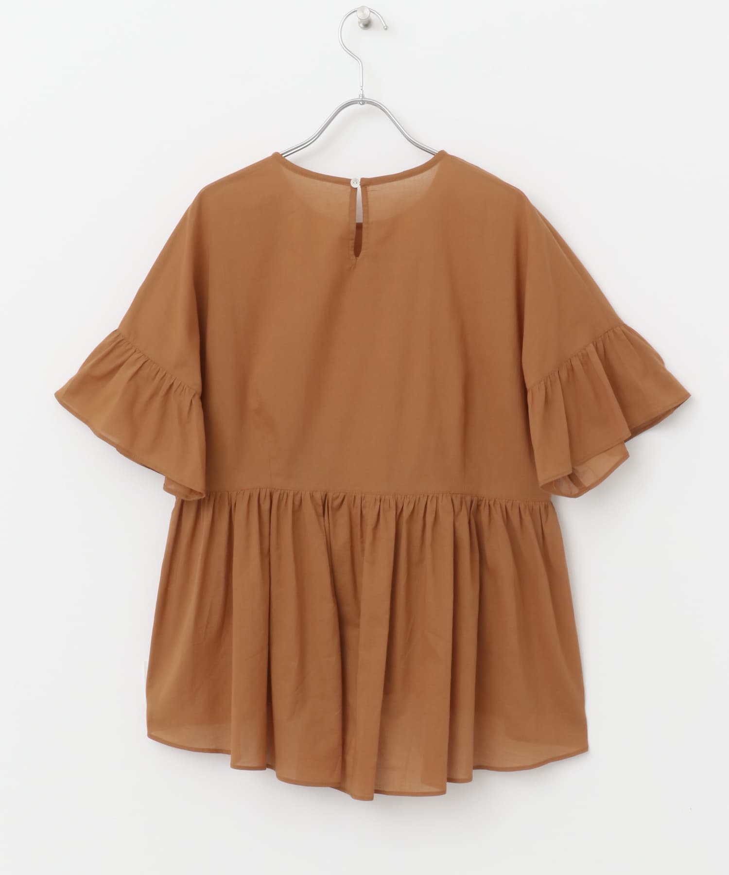 F by ROSSO　コットンボイル切替ギャザーブラウス L/BROWN FREE