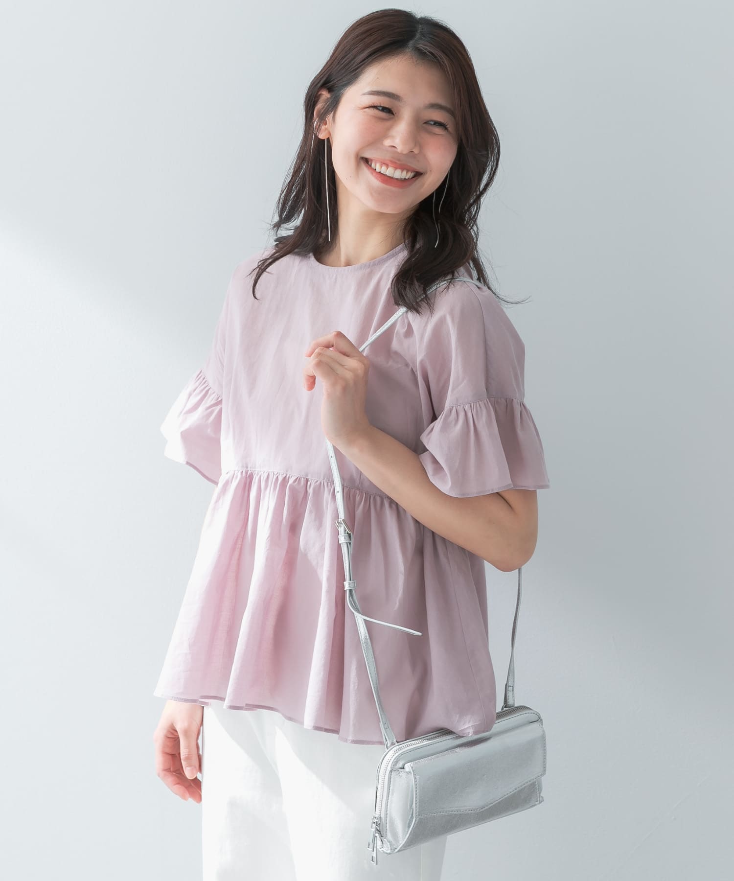 F by ROSSO コットンボイル切替ギャザーブラウス(FREE LAVENDER