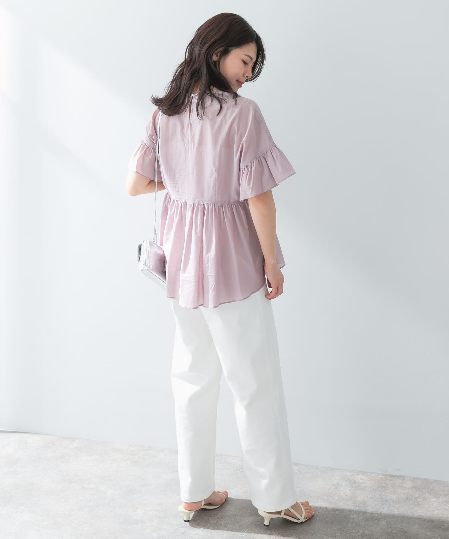 F by ROSSO　コットンボイル切替ギャザーブラウス LAVENDER FREE