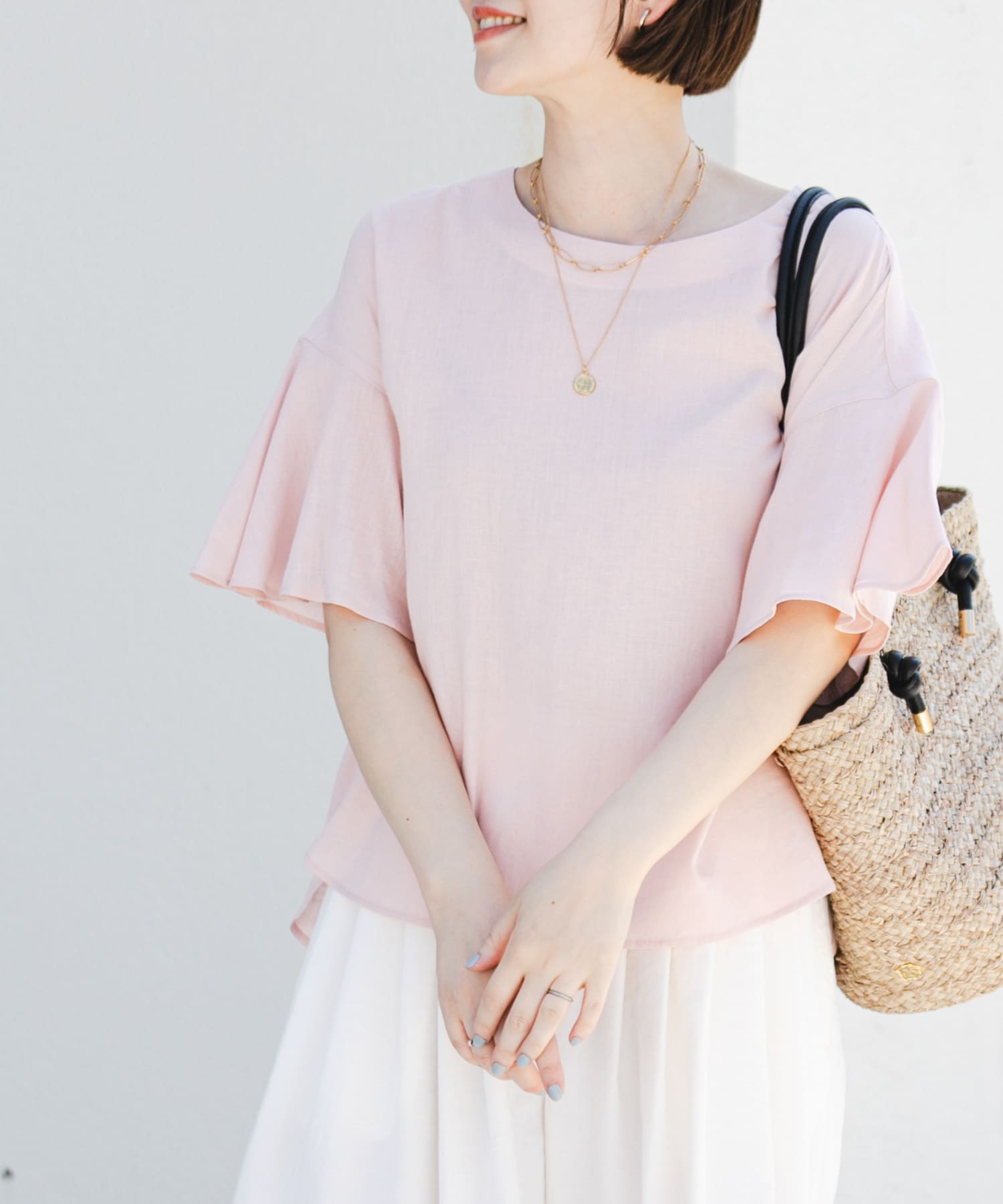 F by ROSSO　リネンフレアスリーブブラウス