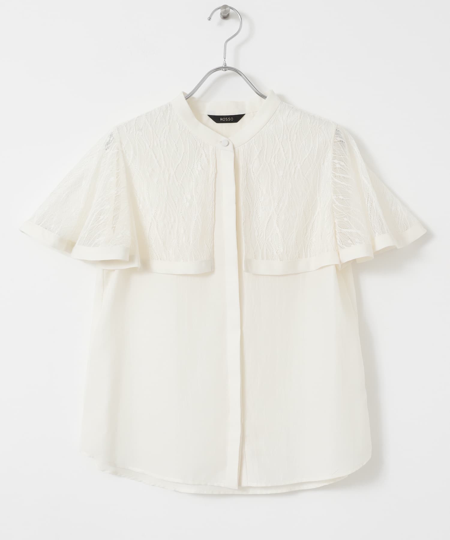 ウォッシャブルレースケープブラウス WHITE FREE