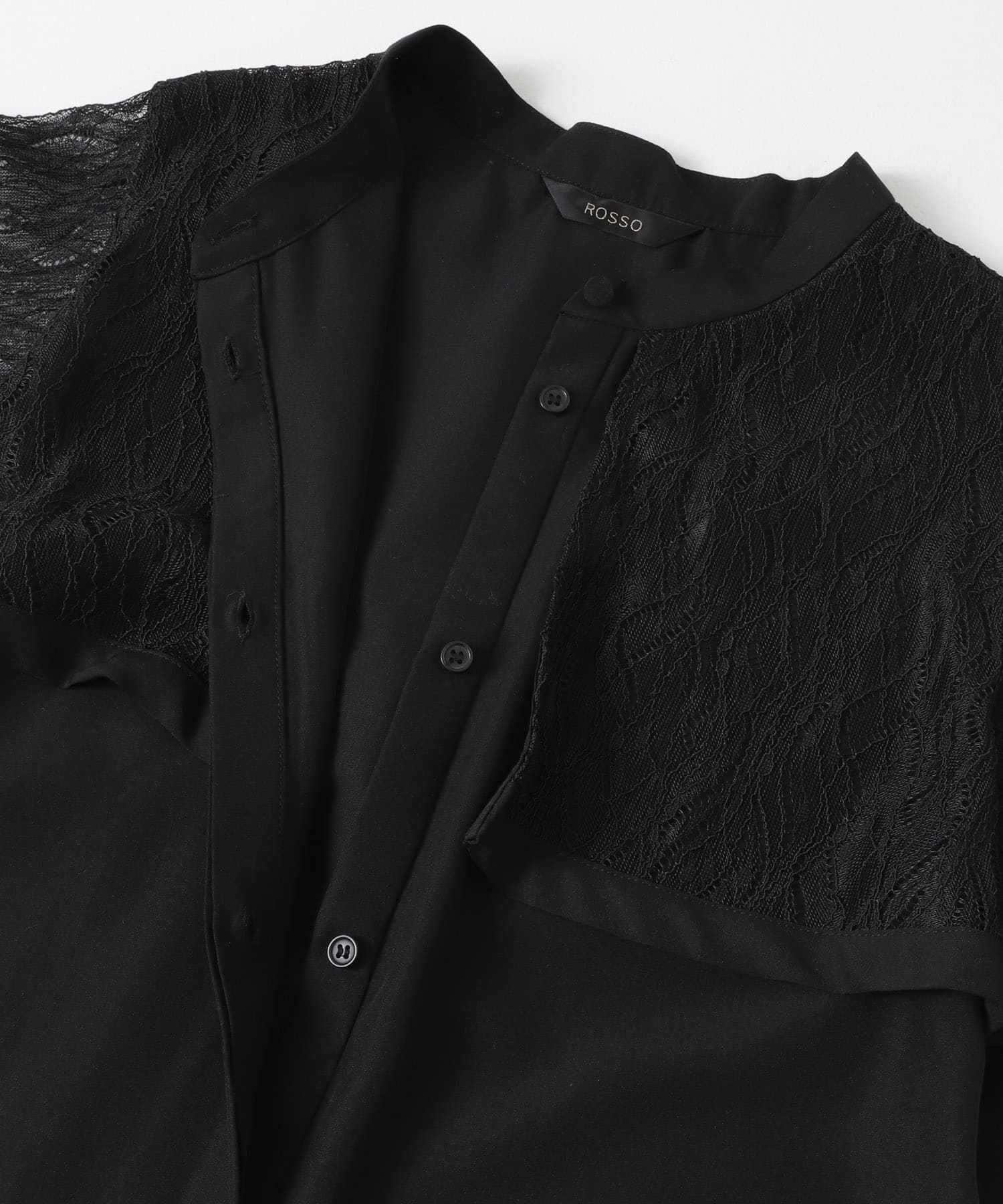 ウォッシャブルレースケープブラウス BLACK FREE