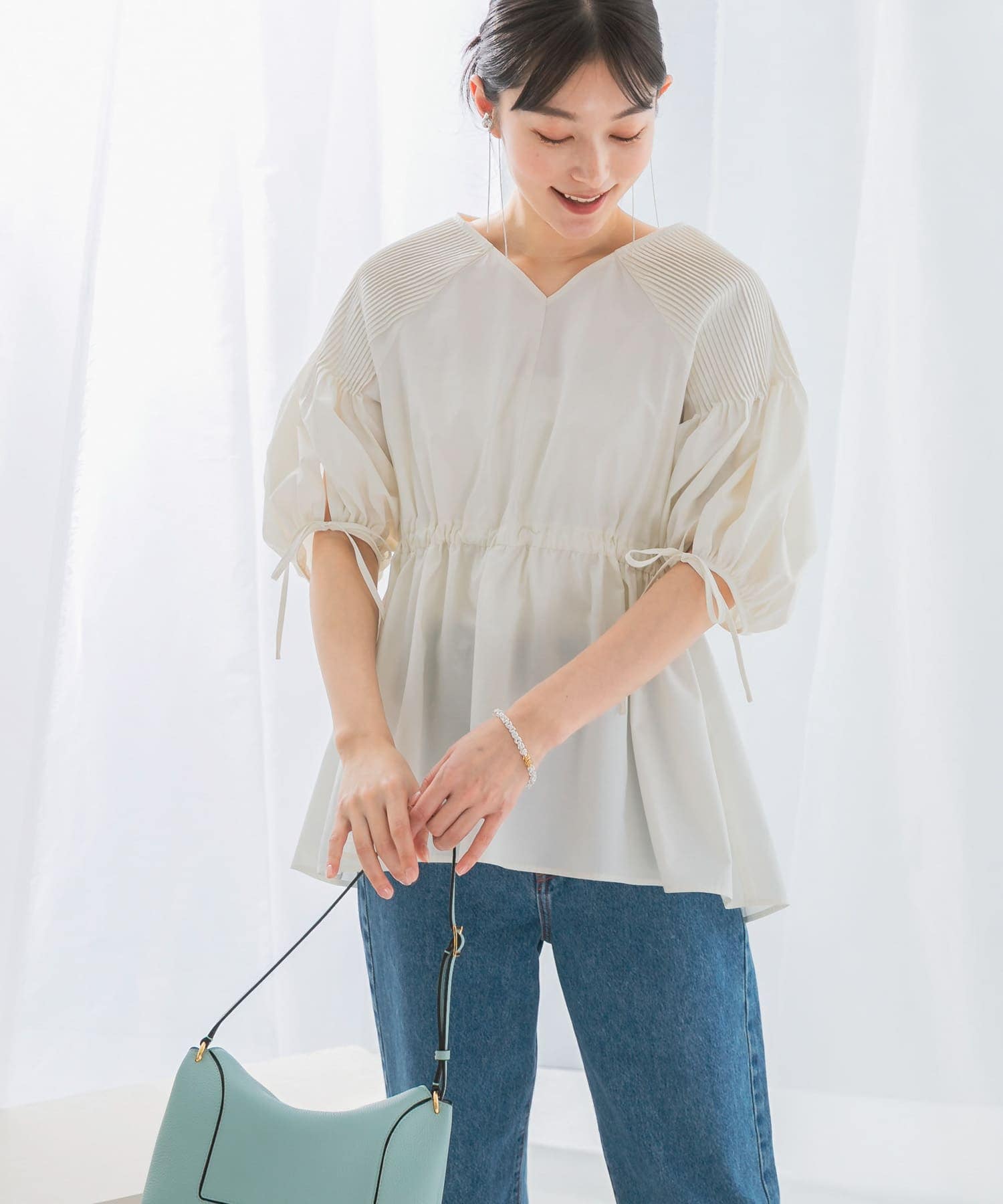 ピンタックウエストマークブラウス(FREE WHITE): トップス｜URBAN 