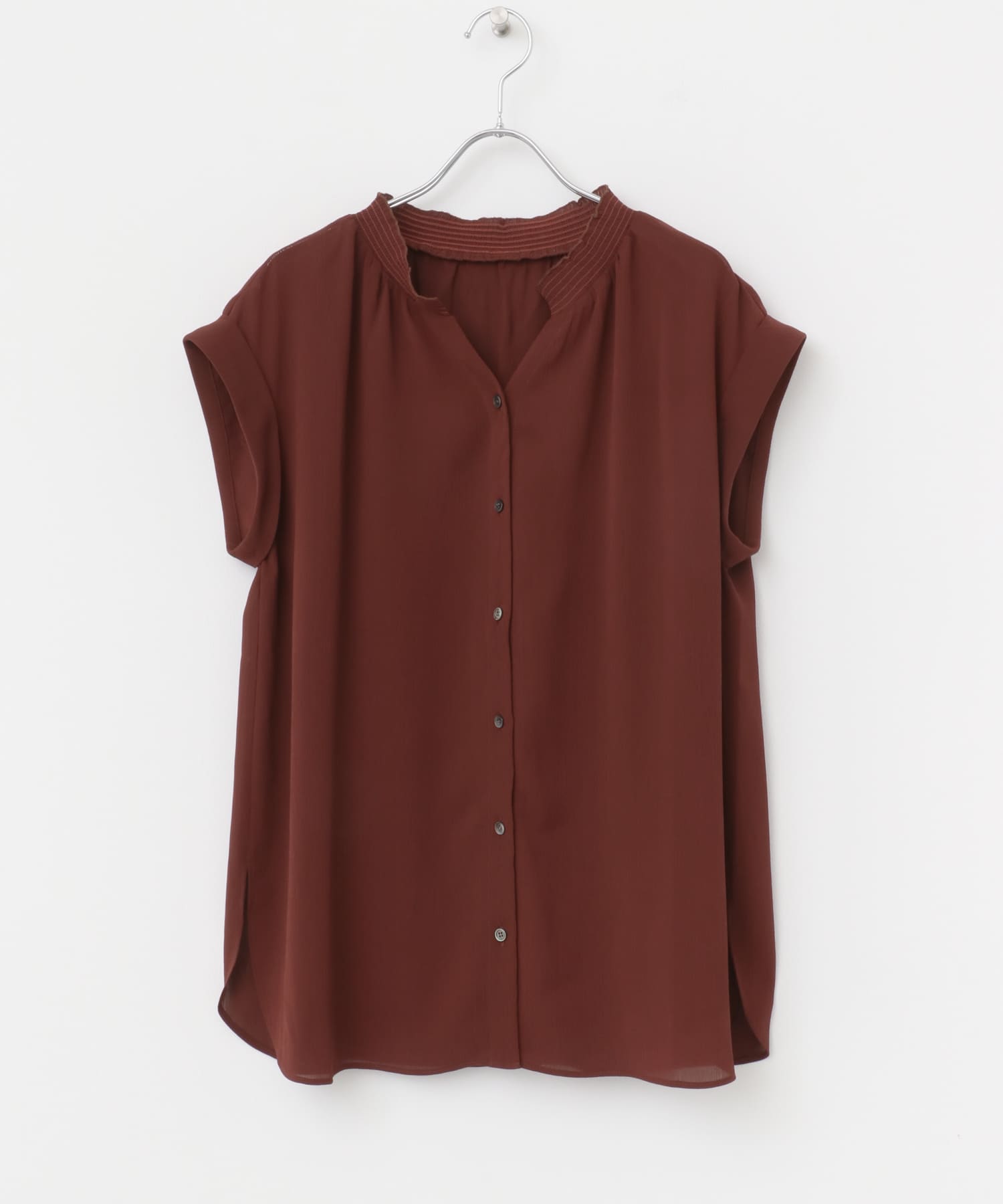 『WEB限定』シャーリングスキッパーブラウス BROWN FREE