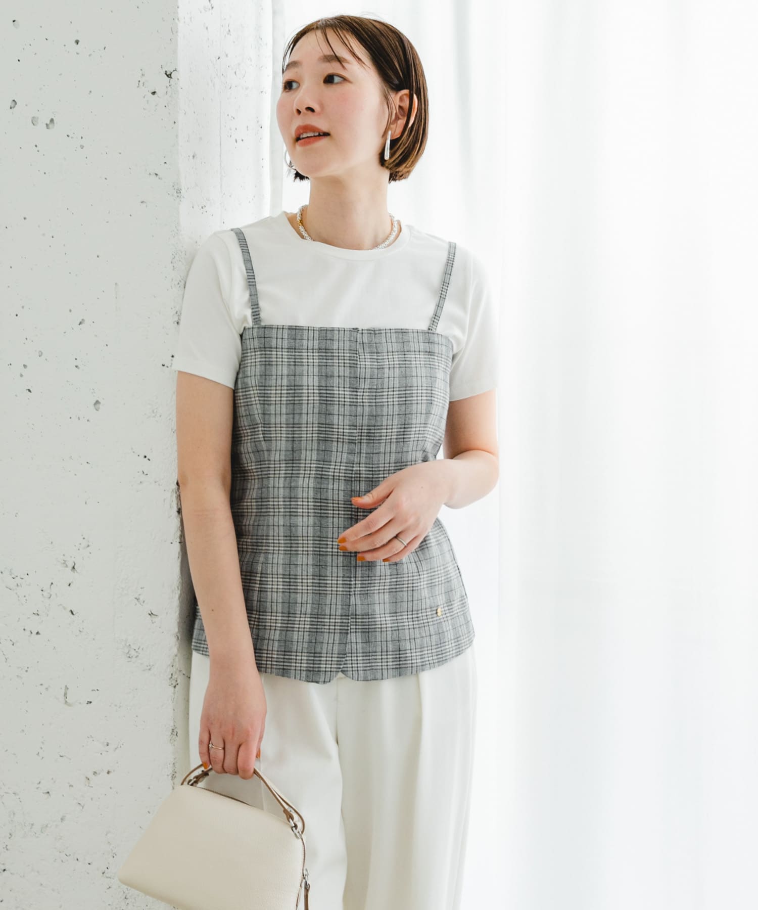 F by ROSSO　リネン混ビスチェ+半袖Tシャツ