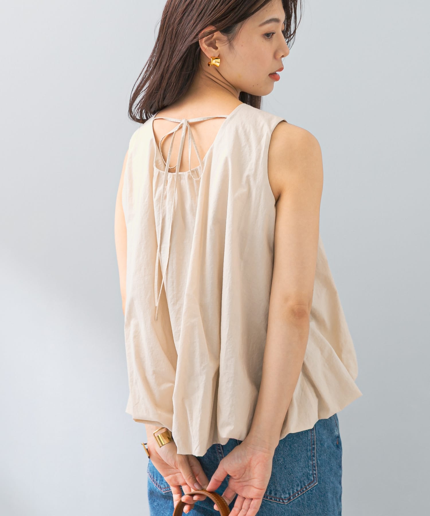 F by ROSSO　ノースリーブバルーンヘムブラウス