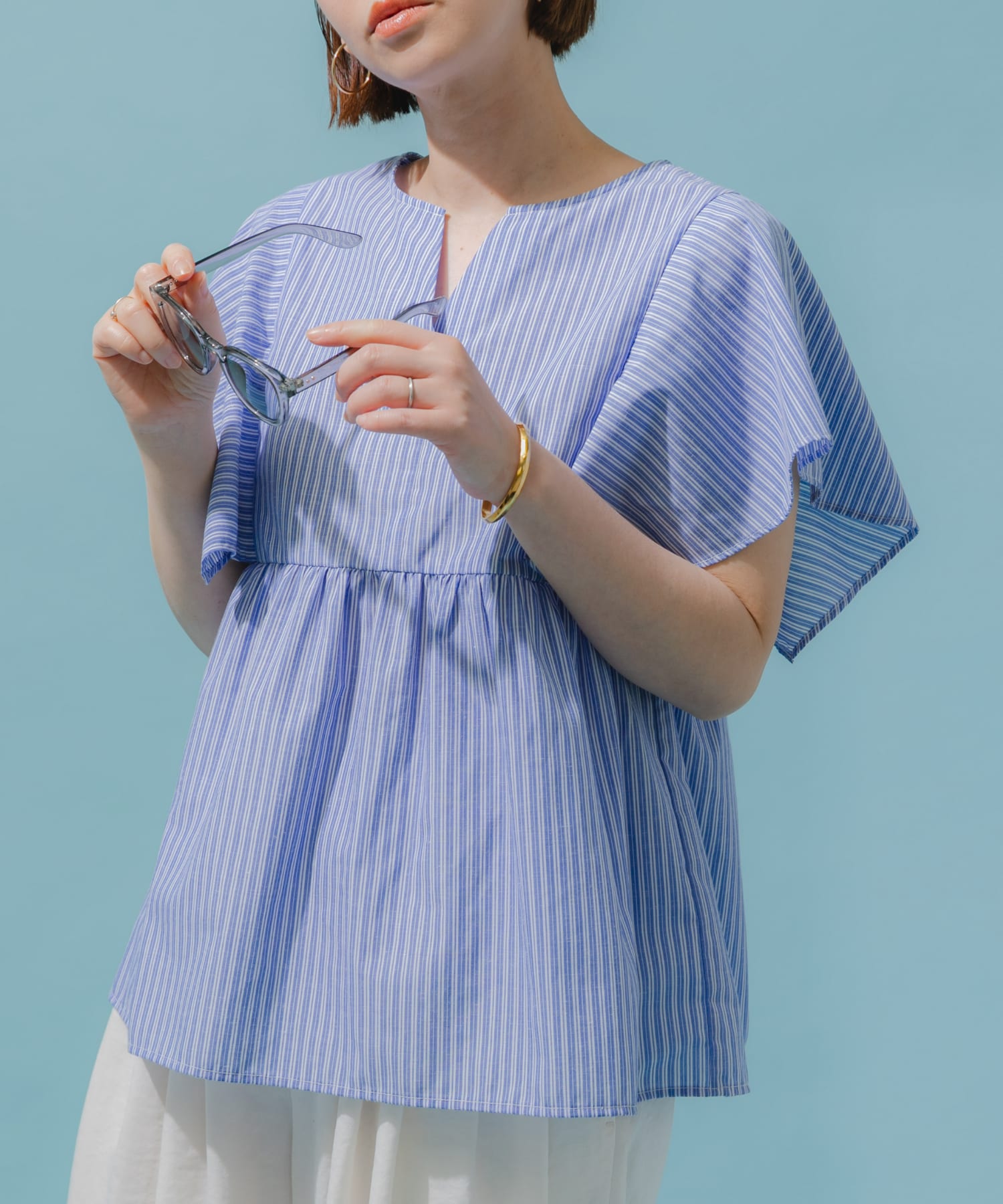 『UR TECH』F by ROSSO　スクエアスリーブブラウス