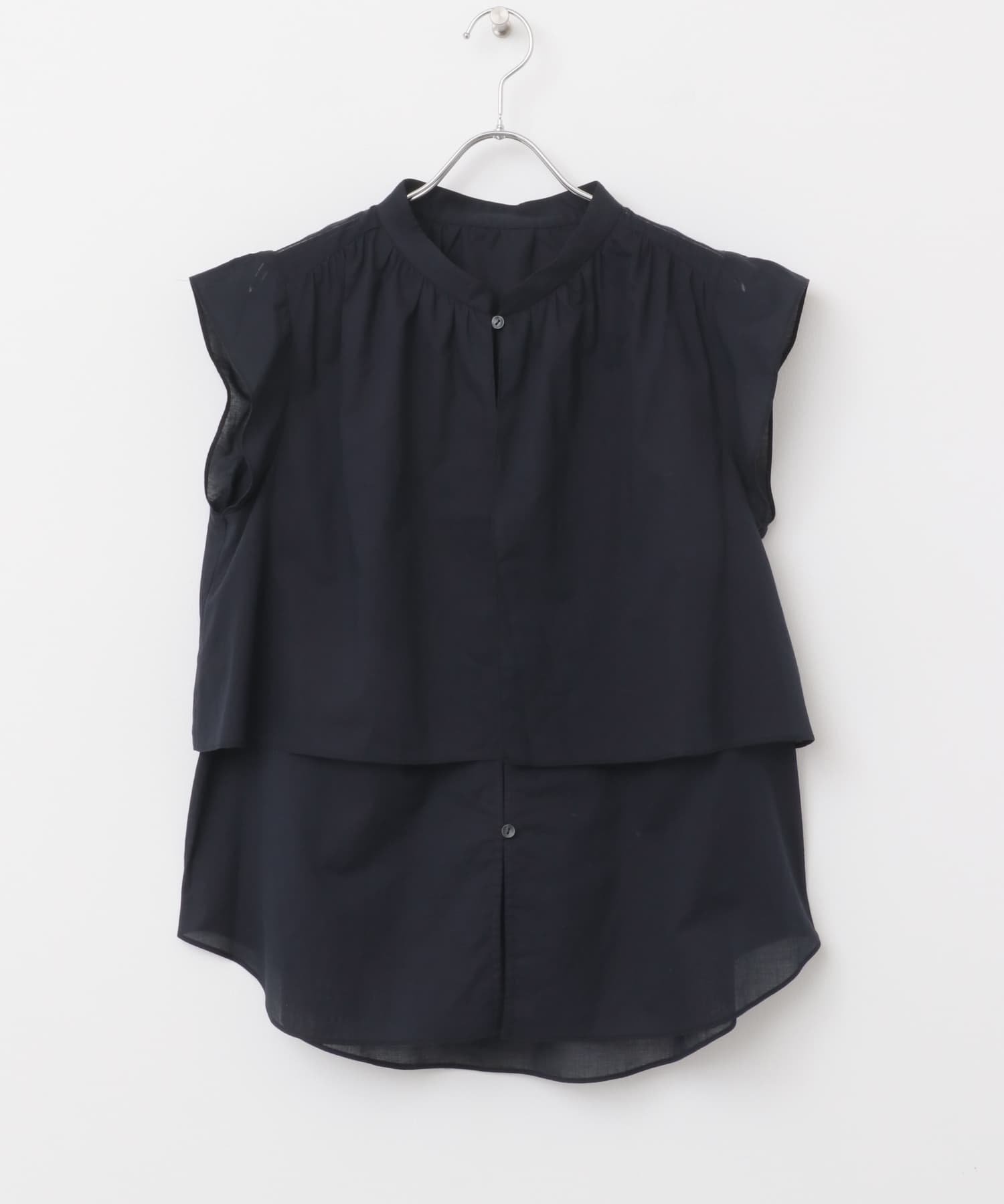 F by ROSSO　コットンボイルレイヤードブラウス NAVY FREE
