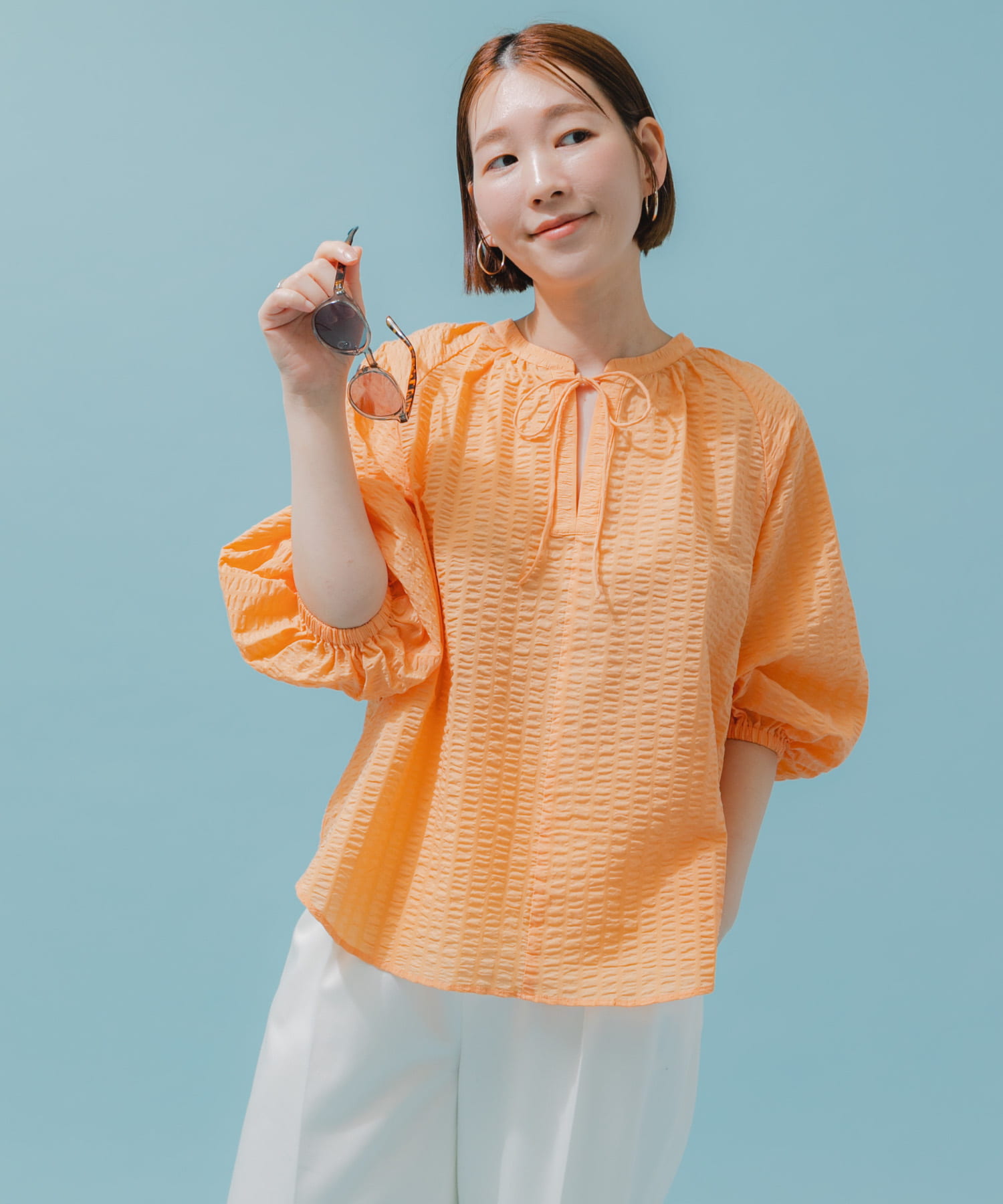 F by ROSSO　サッカーボリュームスリーブブラウス