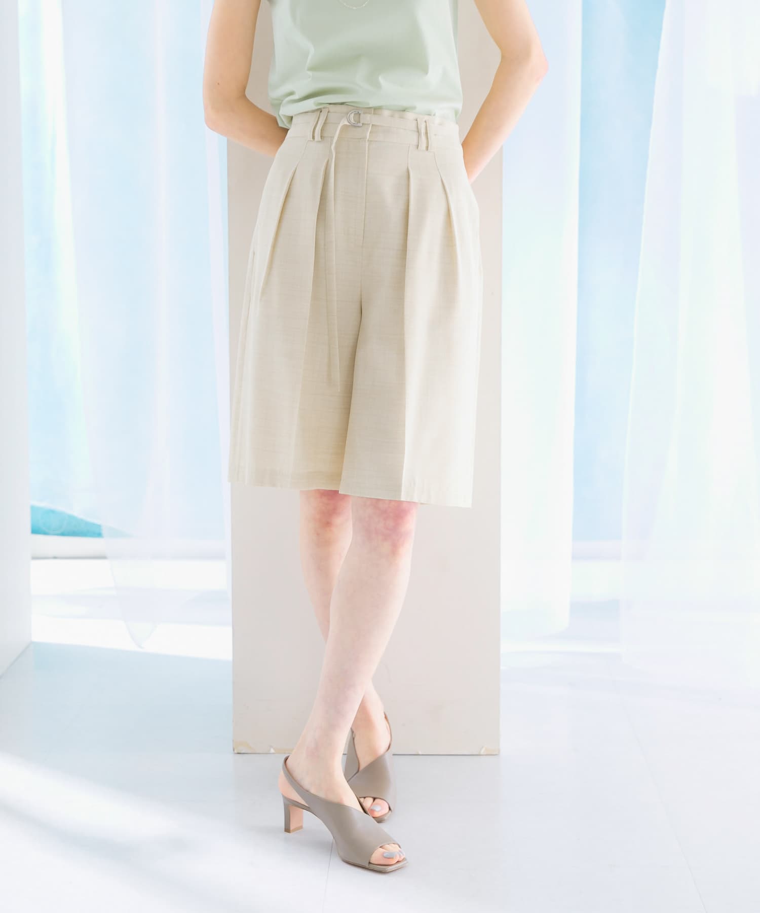 リネンライクハーフパンツ