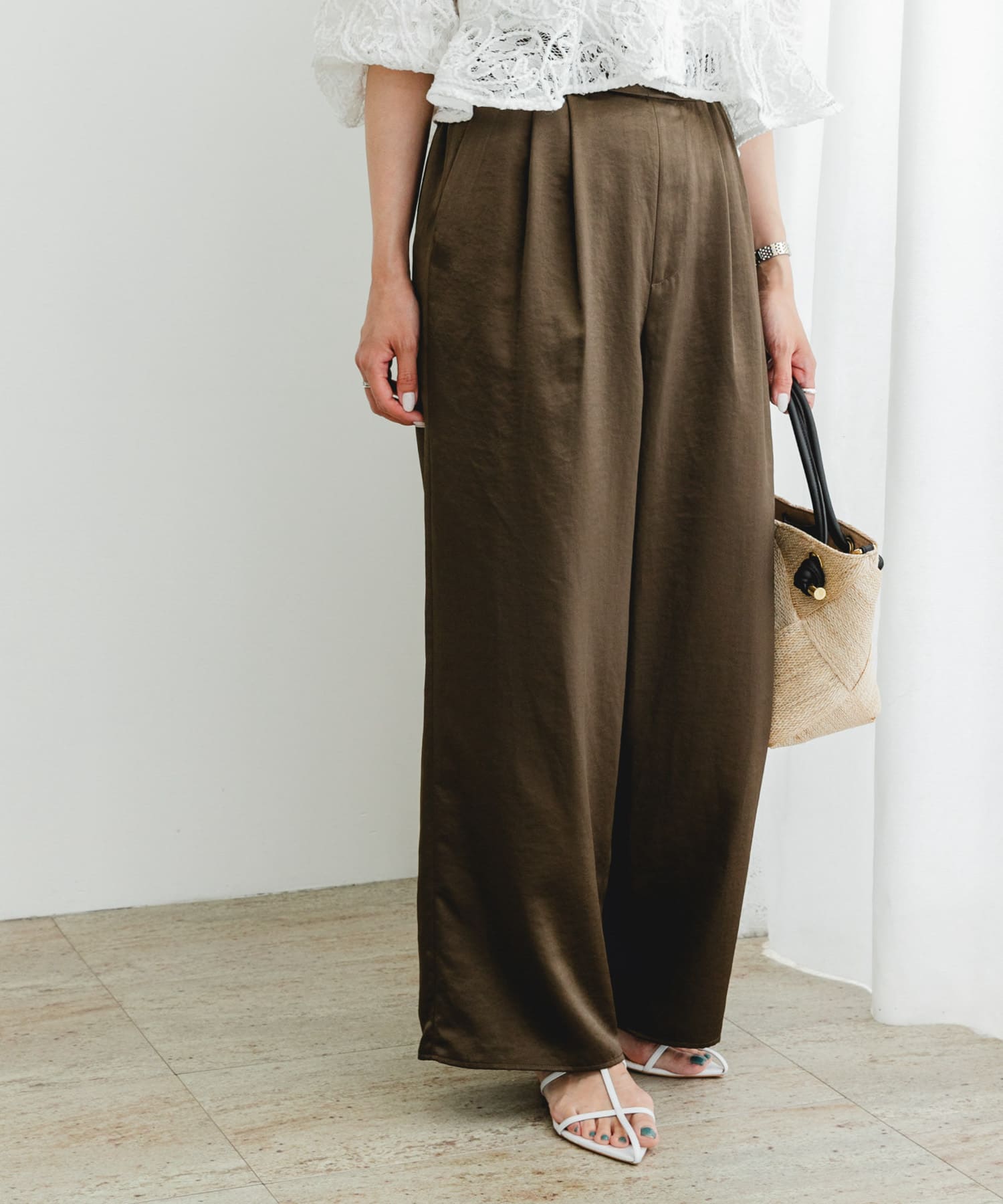 F by ROSSO　サテンイージーパンツ