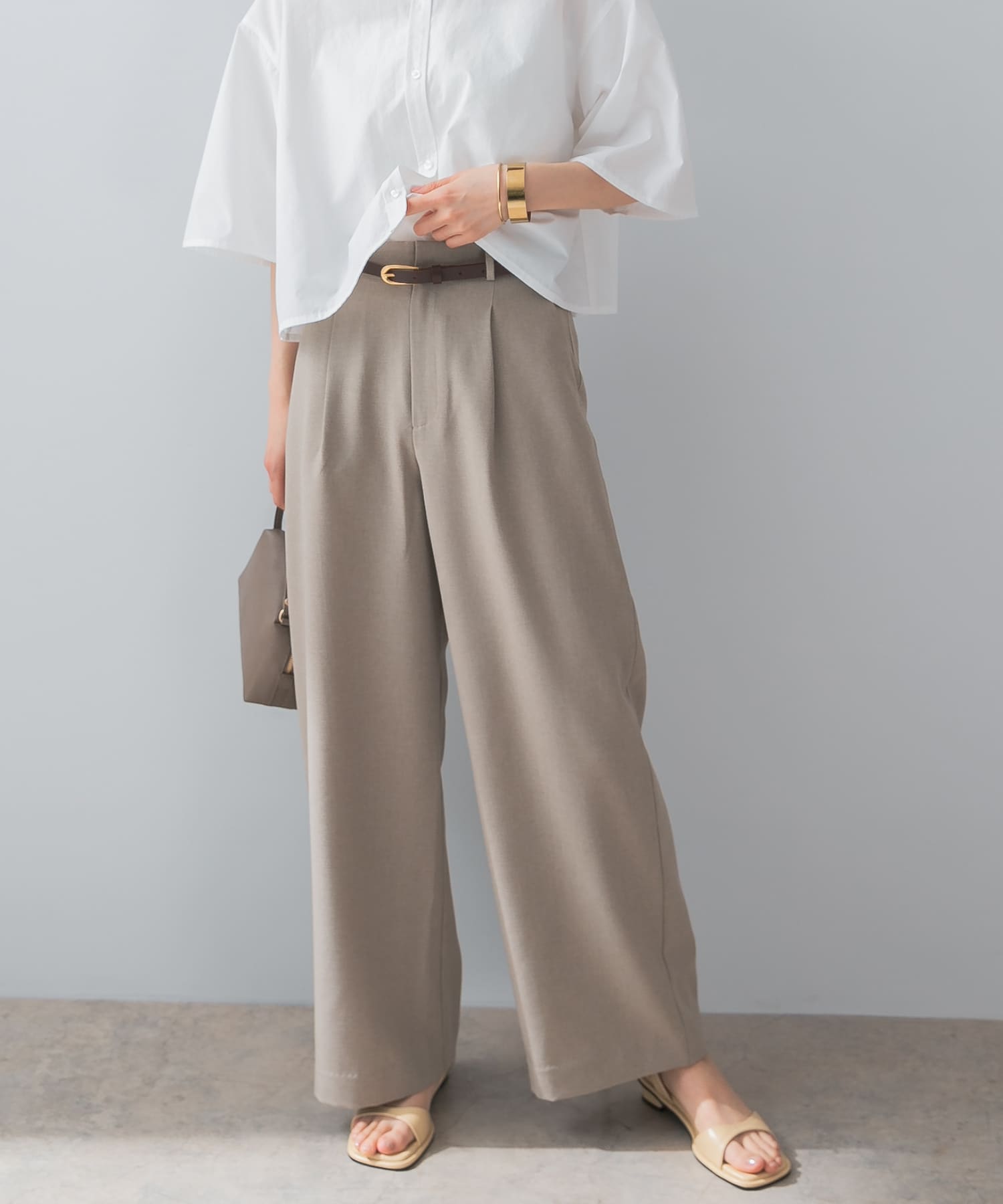 『UR TECH DRYLUXE』F by ROSSO　タックワイドパンツ