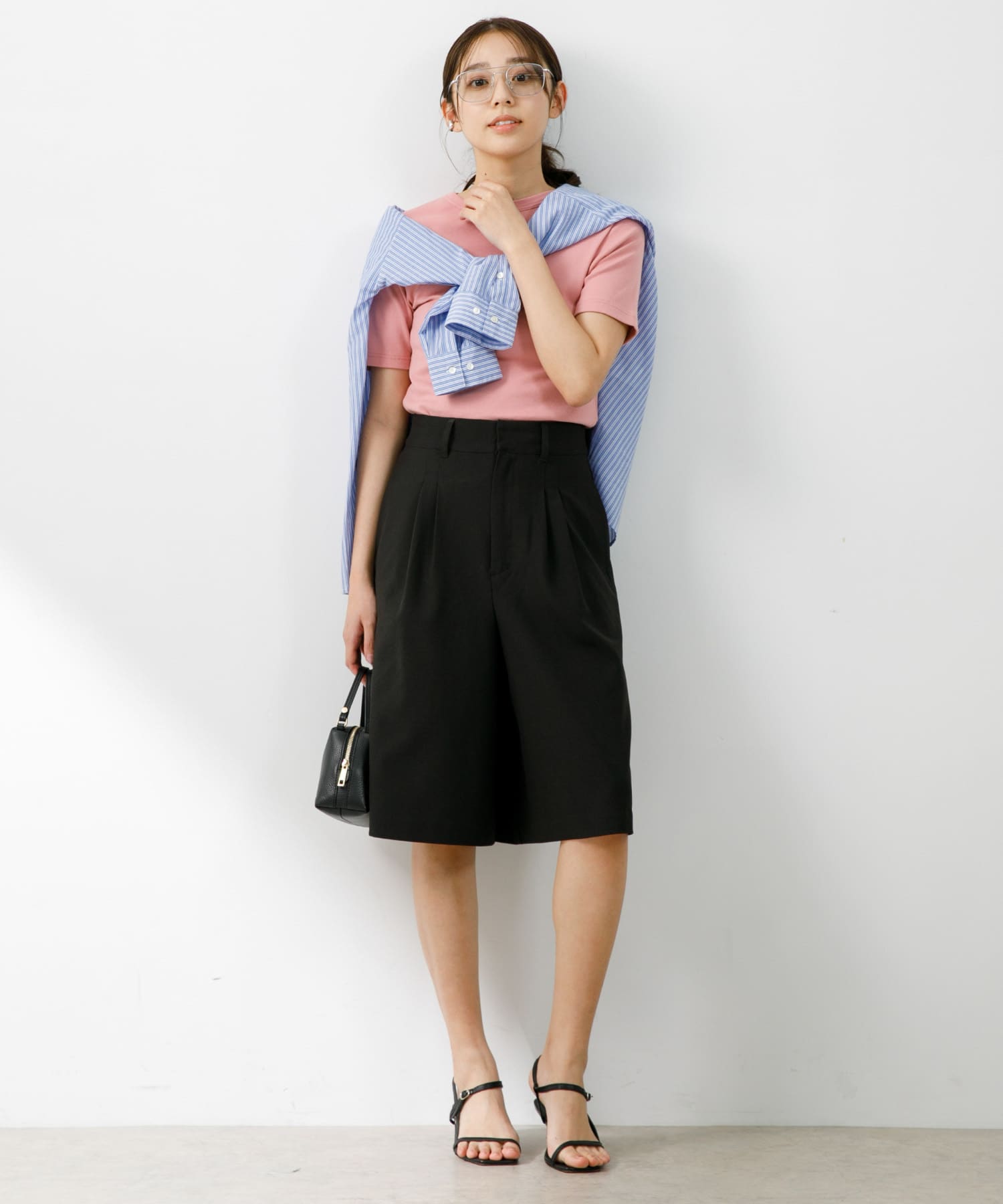 UR TECH DRYLUXE』F by ROSSO タックハーフパンツ(36 BLACK