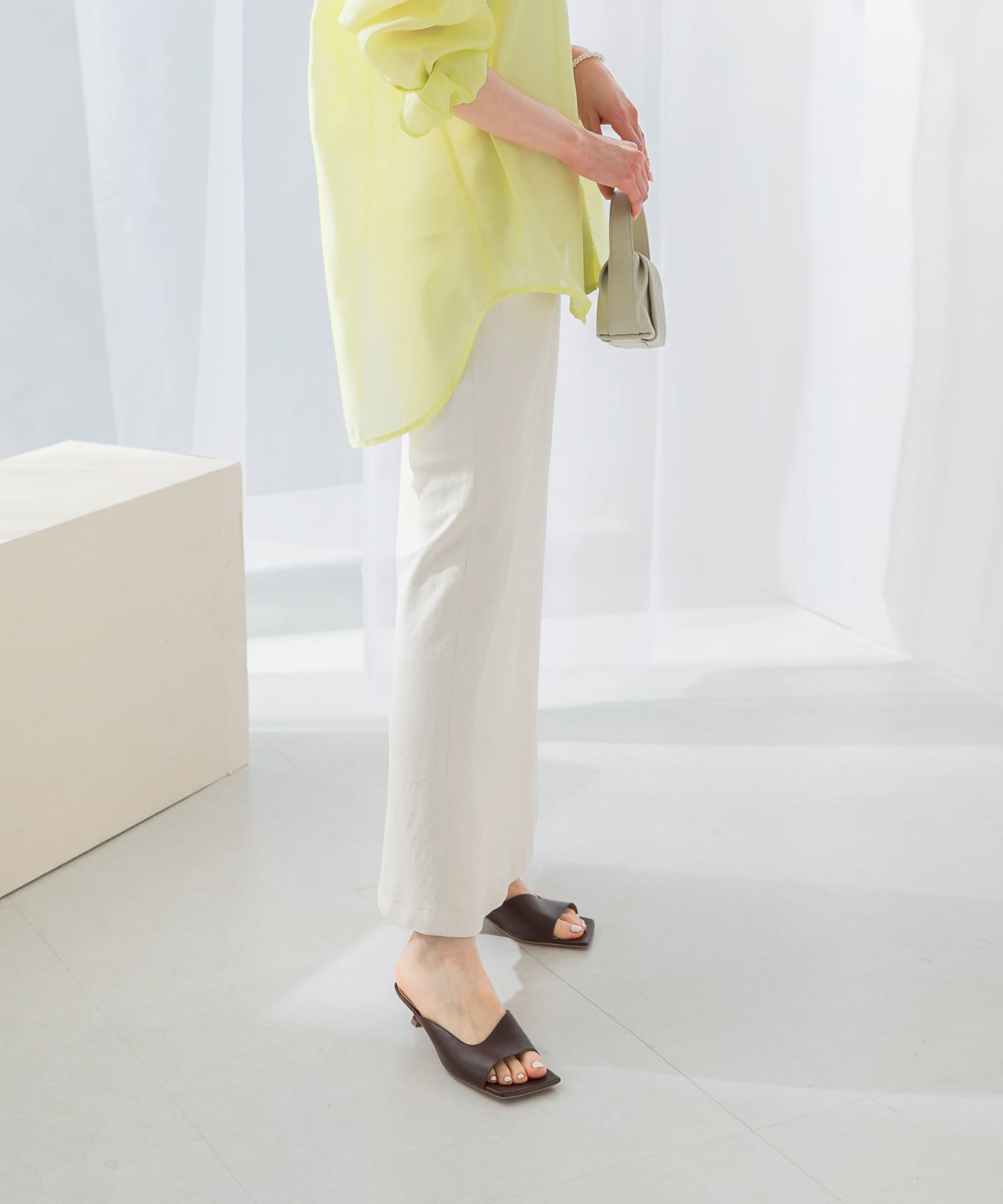 接触冷感リネン混バイヤススカート