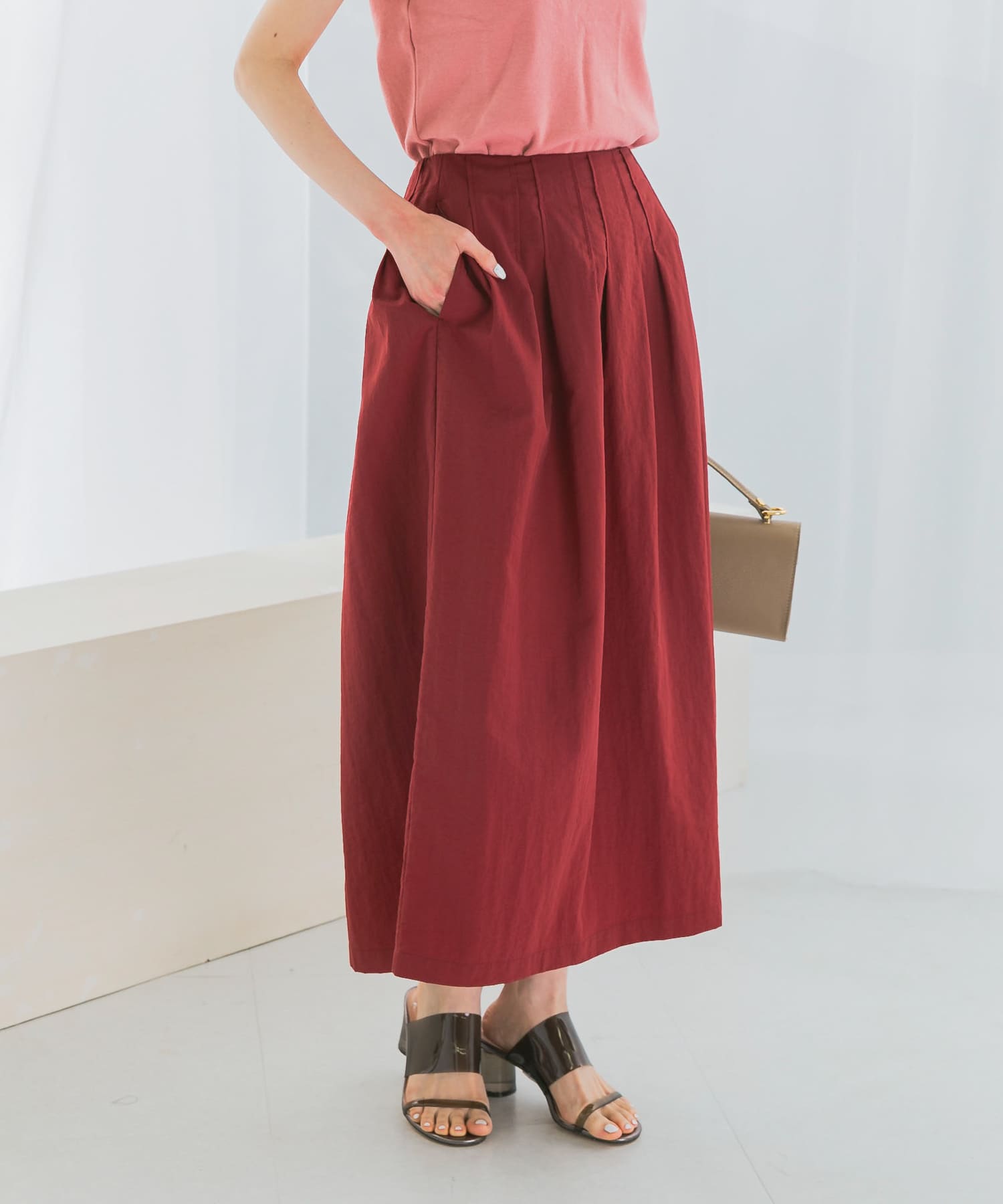 撥水UVピンタックコクーンスカート