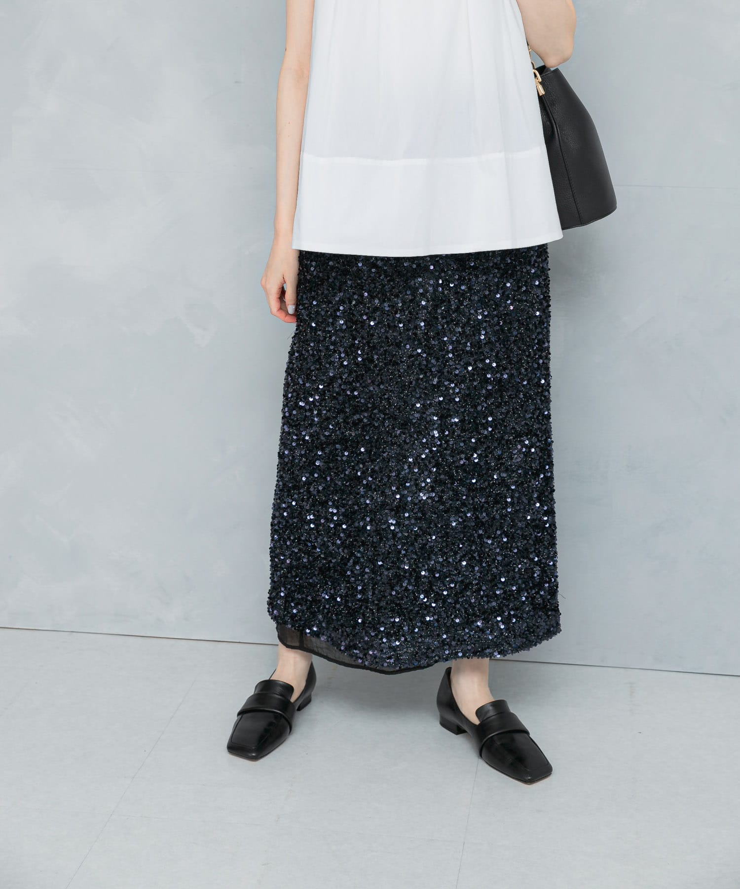 スパンコールレイヤードスカート