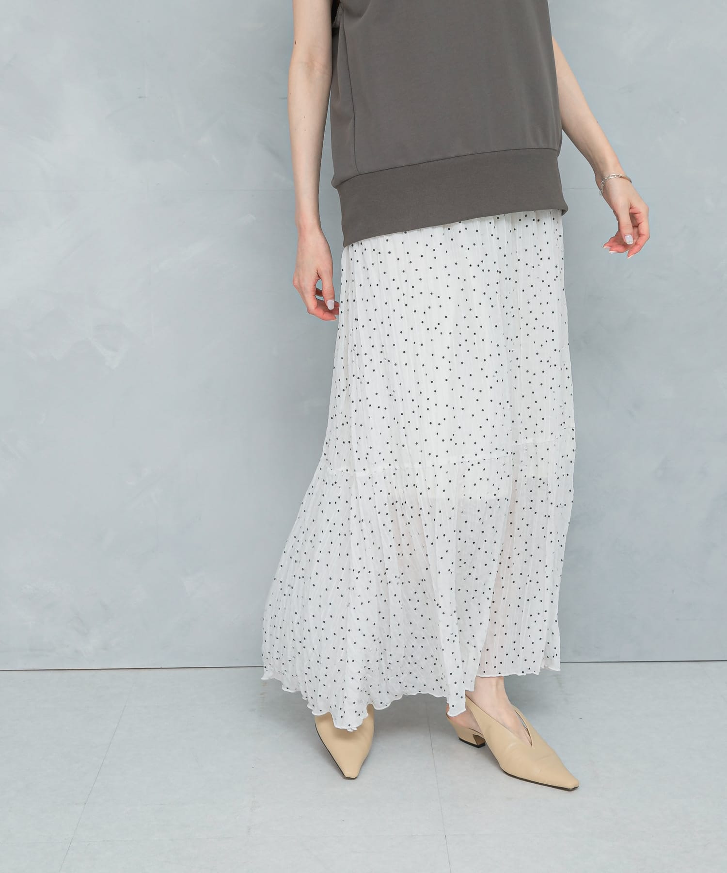 ドットプリーツイージースカート