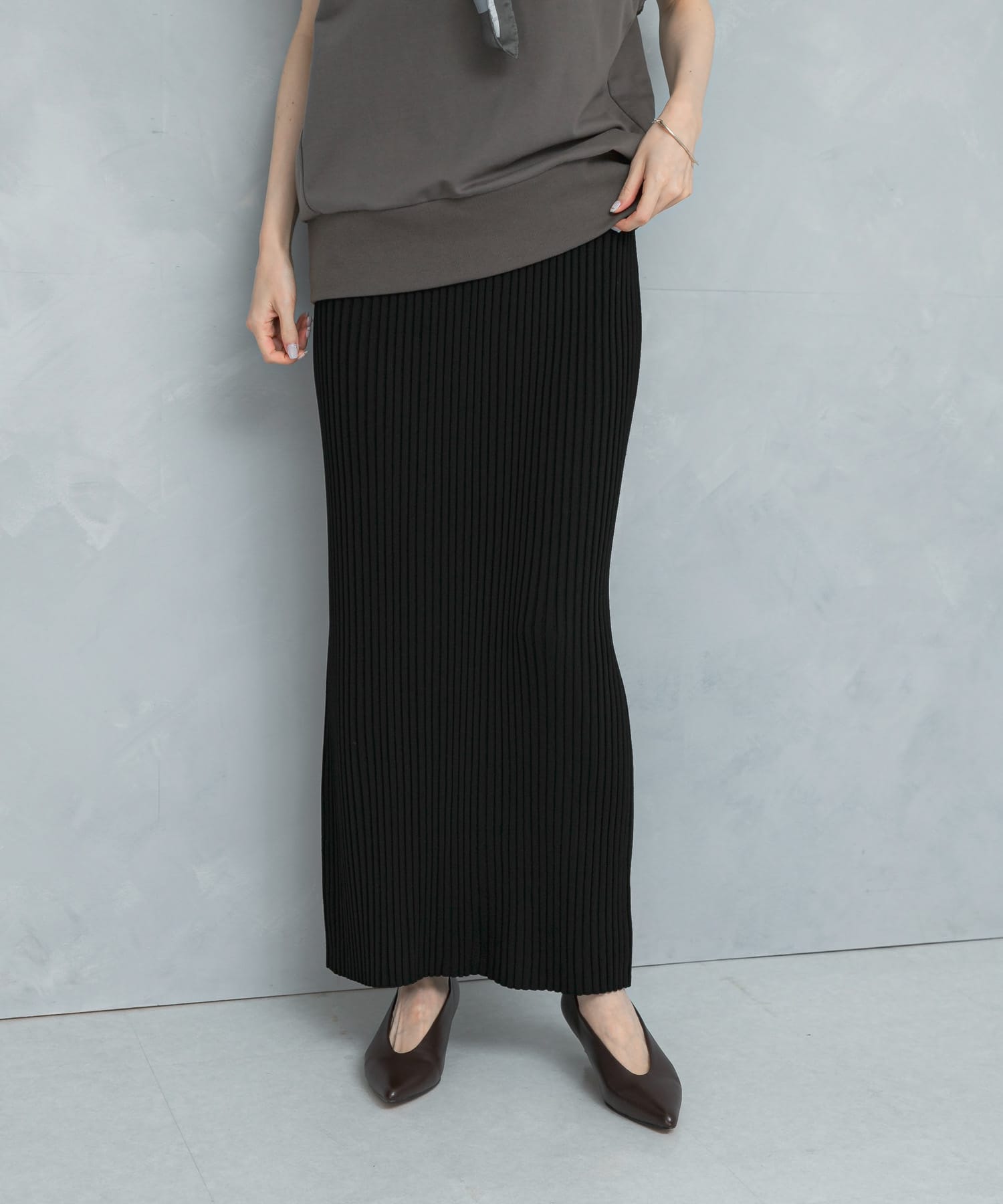 2WAYスリットリブニットタイトスカート