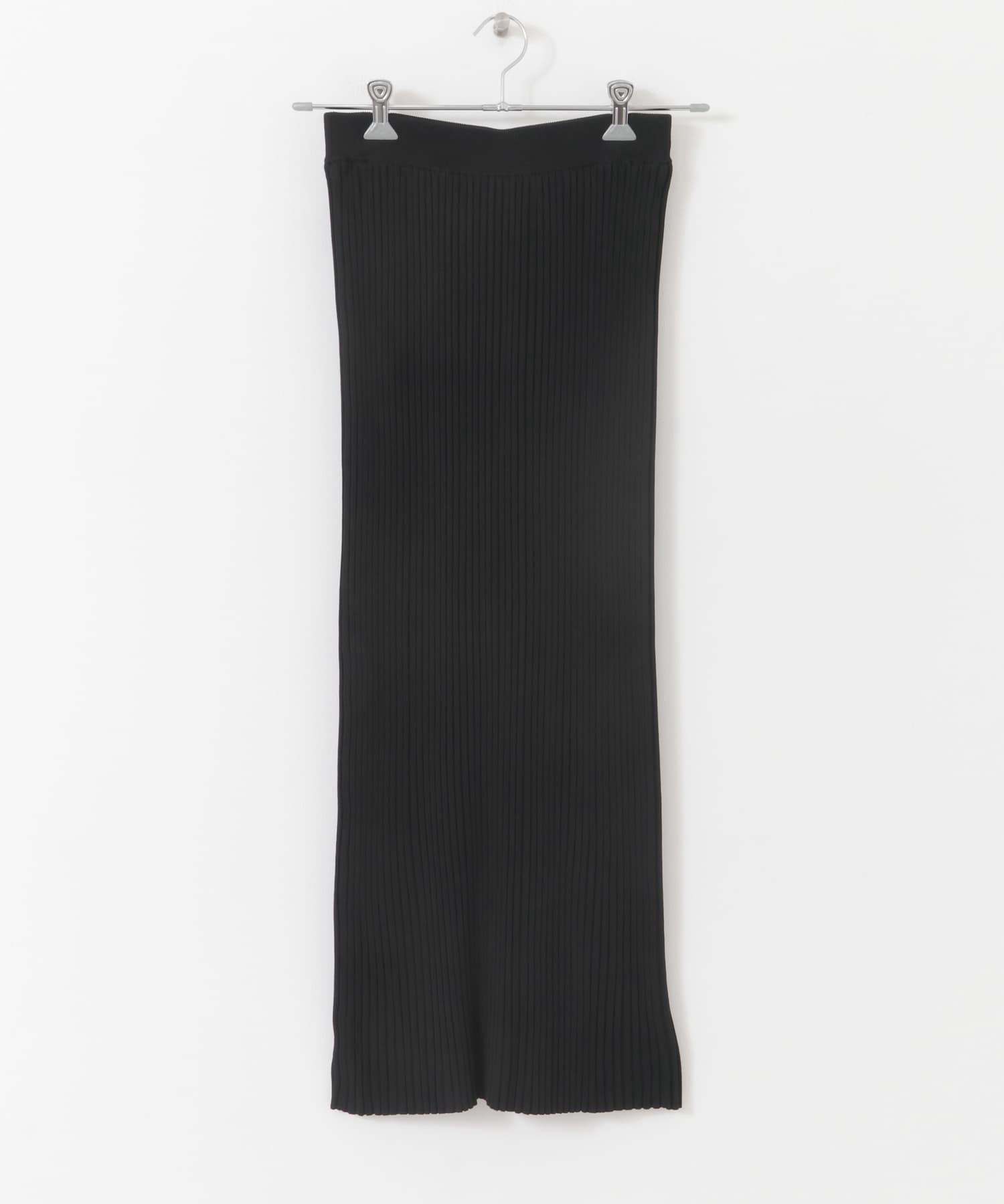 2WAYスリットリブニットタイトスカート BLACK FREE