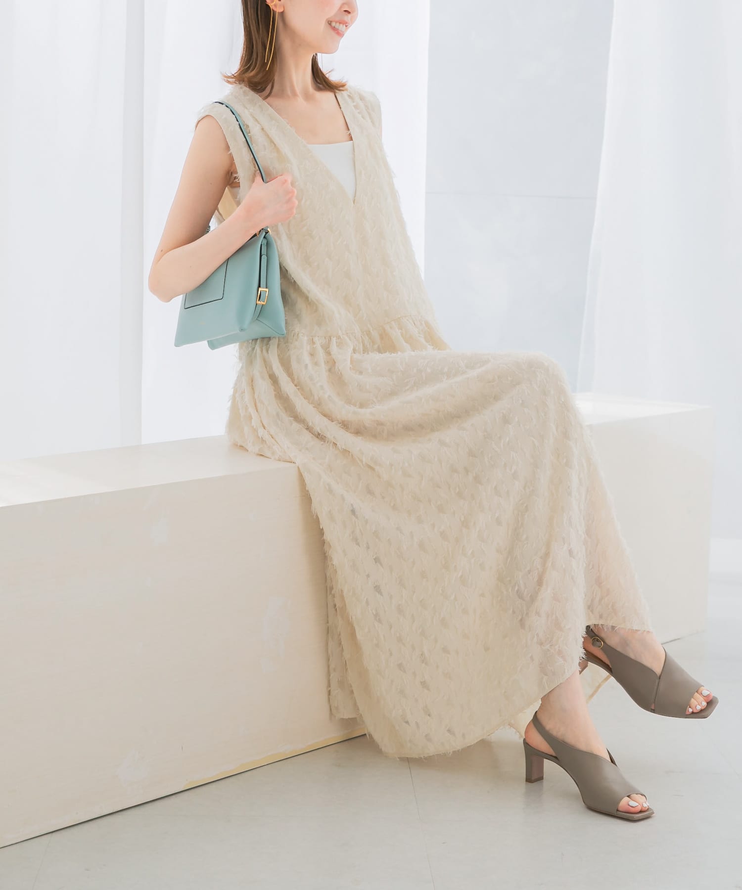 ビューティーアンドユース　ジャガードVネックワンピース BEAUTY&YOUTH UNITED ARROWS（ビューティーアンドユース