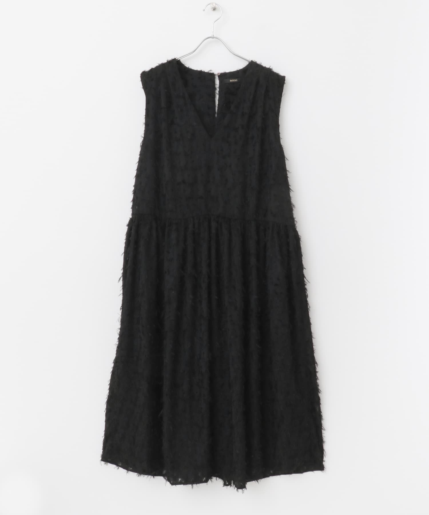 ジャガードVネックワンピース black FREE