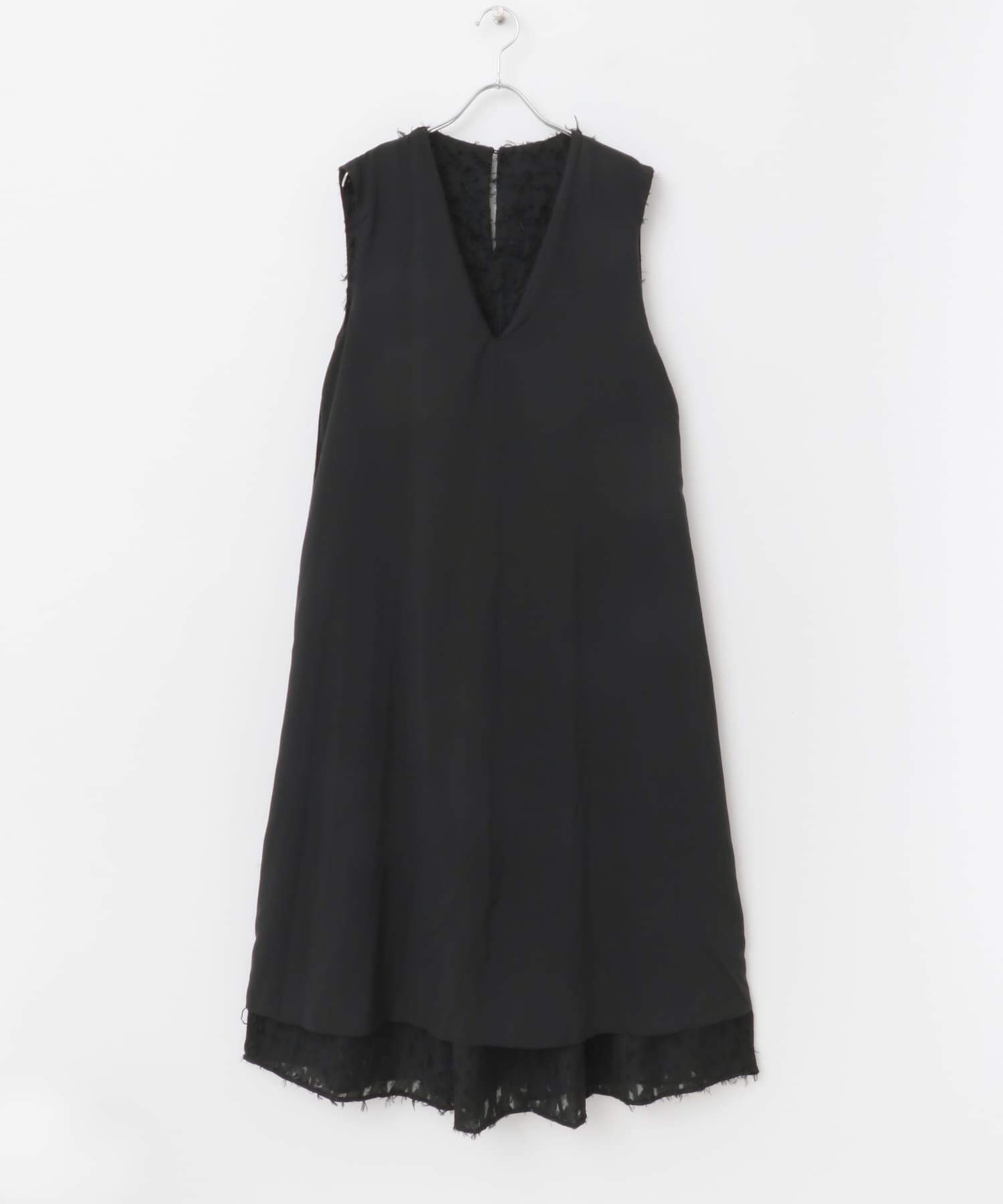 ジャガードVネックワンピース black FREE