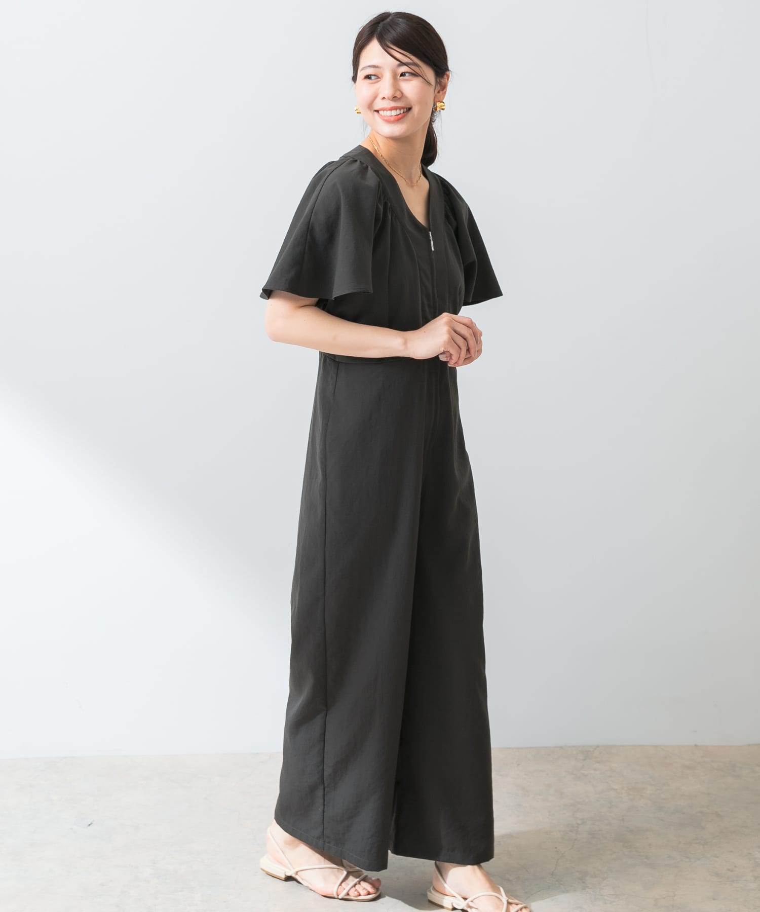 F by ROSSO　フレアスリーブオールインワン C/GRAY 36