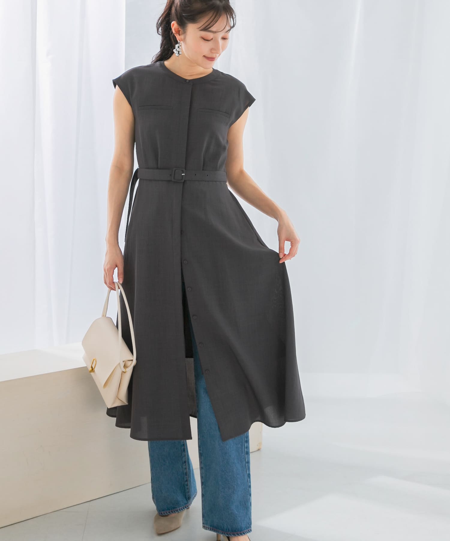 UR TECH DRYLUXE』ポケットデザインワンピース(FREE CHARCOAL