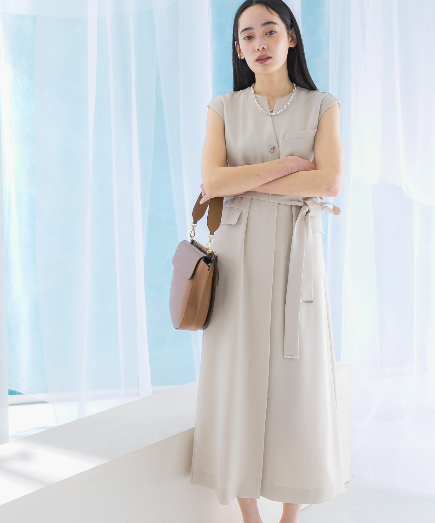 リネンライクレイヤードワンピース