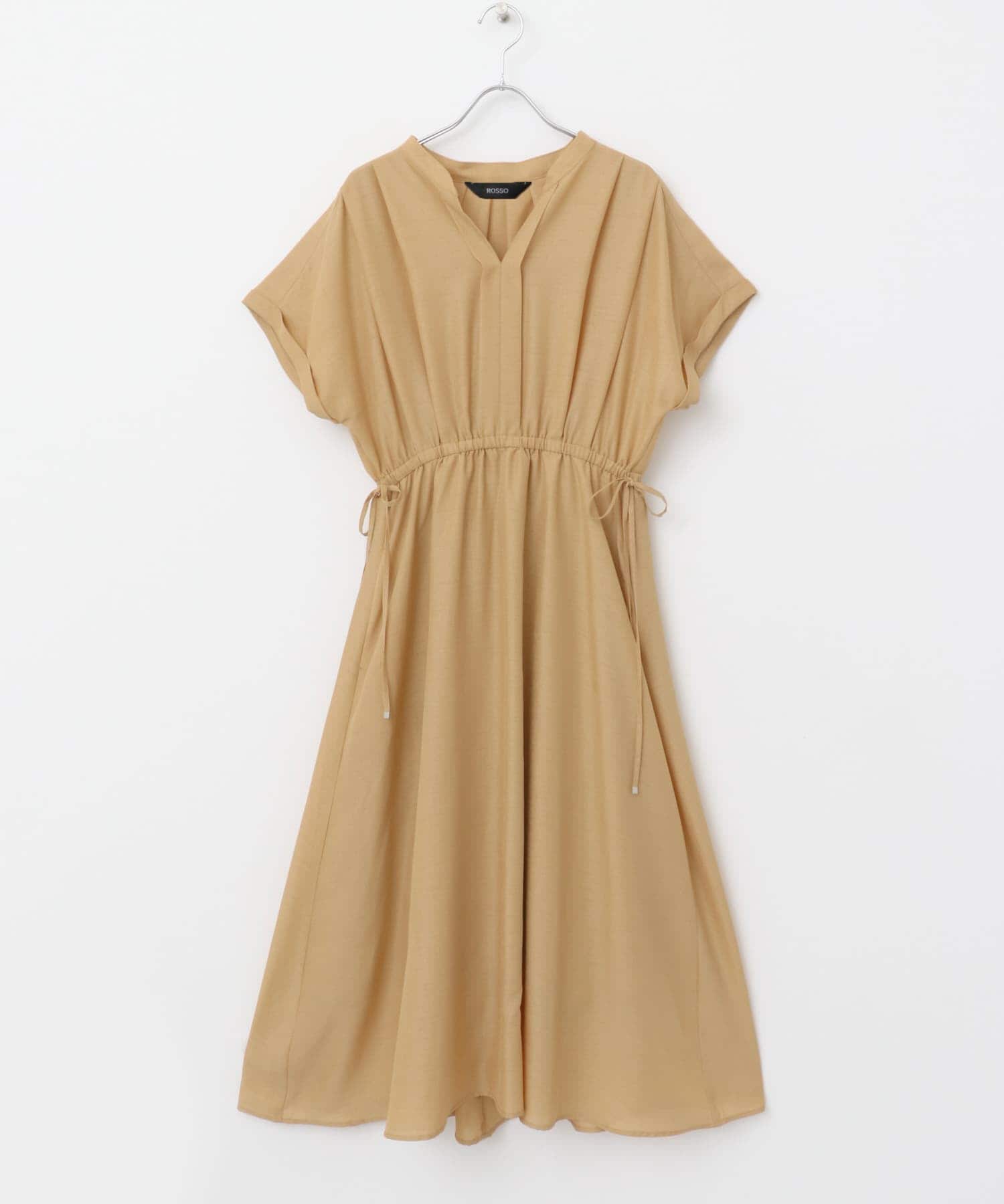 ウォッシャブルセミシアーキーネックワンピース ORANGE FREE